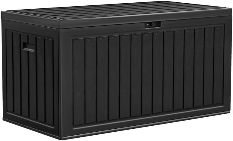 YITAHOME 260 Gallon Outdoor Storage Box, Large Water Resistant Resin Deck Box, Indoor Outdoor Lockable Storage Container for Patio, Garden, Cushions, Tools, Equipment(Black)