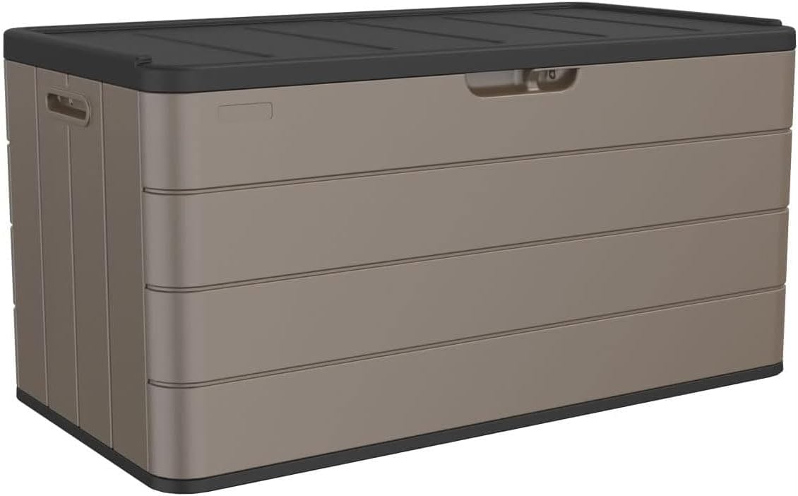 200 Gallon Resin Deck Box, Waterproof Outdoor Storage Bin for Patio Furniture, Pool Accessories, and Garden Tools, Lockable & UV-Resistant, Black