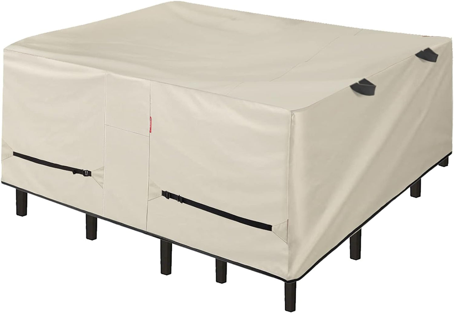 Porch Shield Patio Table Cover - Waterproof Outdoor Dining Table and Chairs Furniture Set Cover Rectangular - 108 x 70 inch, Light Tan & Khaki