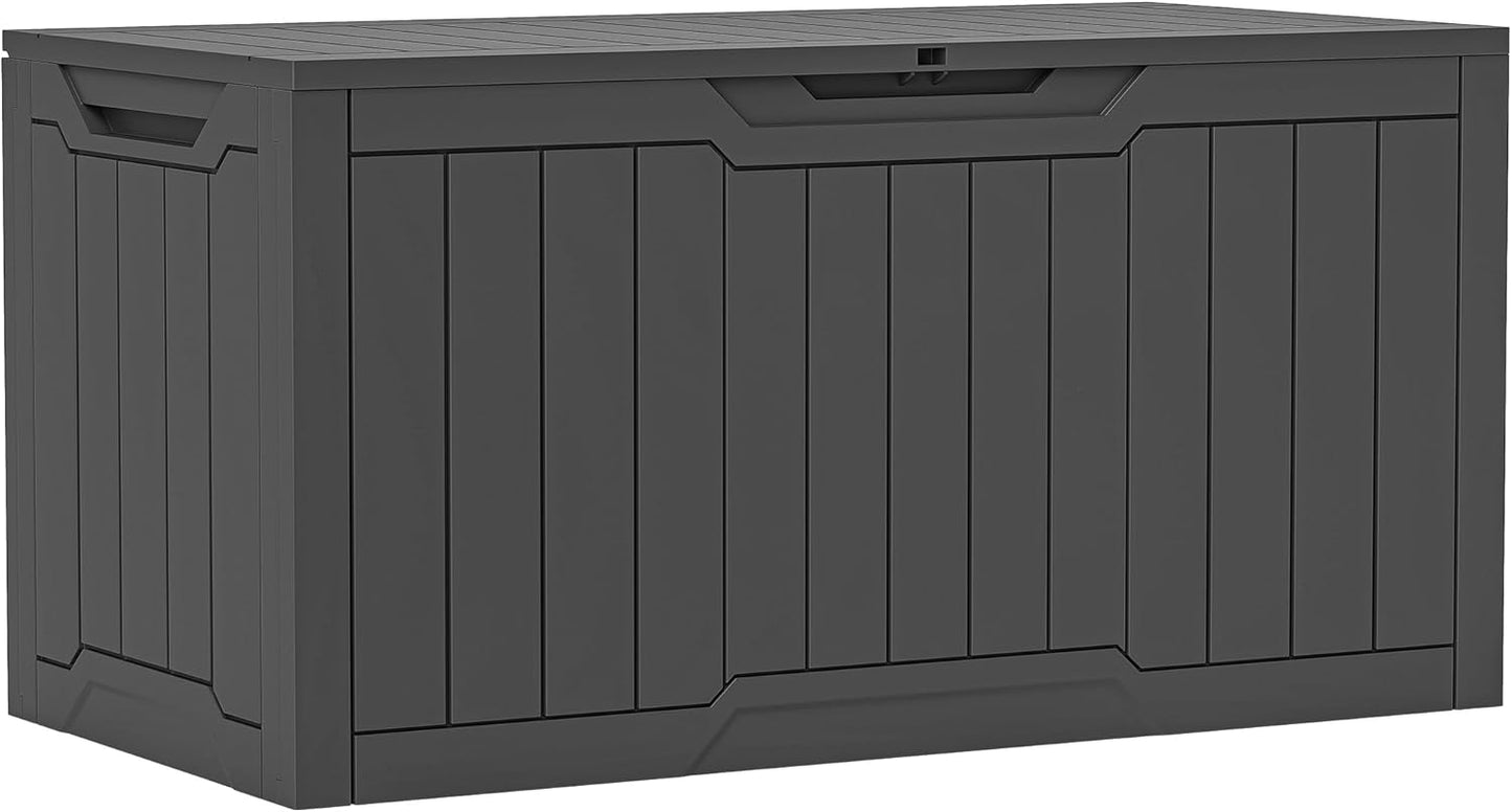 YITAHOME XXL 230 Gallon Large Deck Box,Outdoor Storage for Patio Furniture Cushions,Garden Tools and Pool Equipment with Flexible Divider,Waterproof,Lockable (Black&Brown)