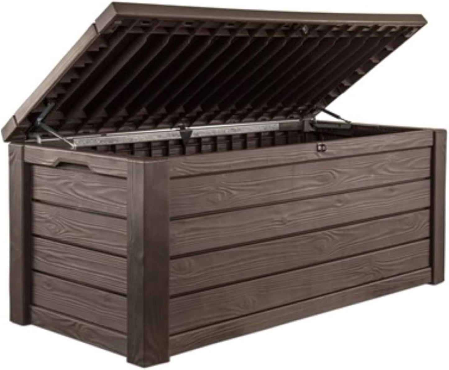 Keter Outdoor Storage Deck Box, for Patio, Backyard & Garden, Westwood, 150 Gal, Dark Grey - Lockable, Organizing, and Waterproof Plastic Container Bench