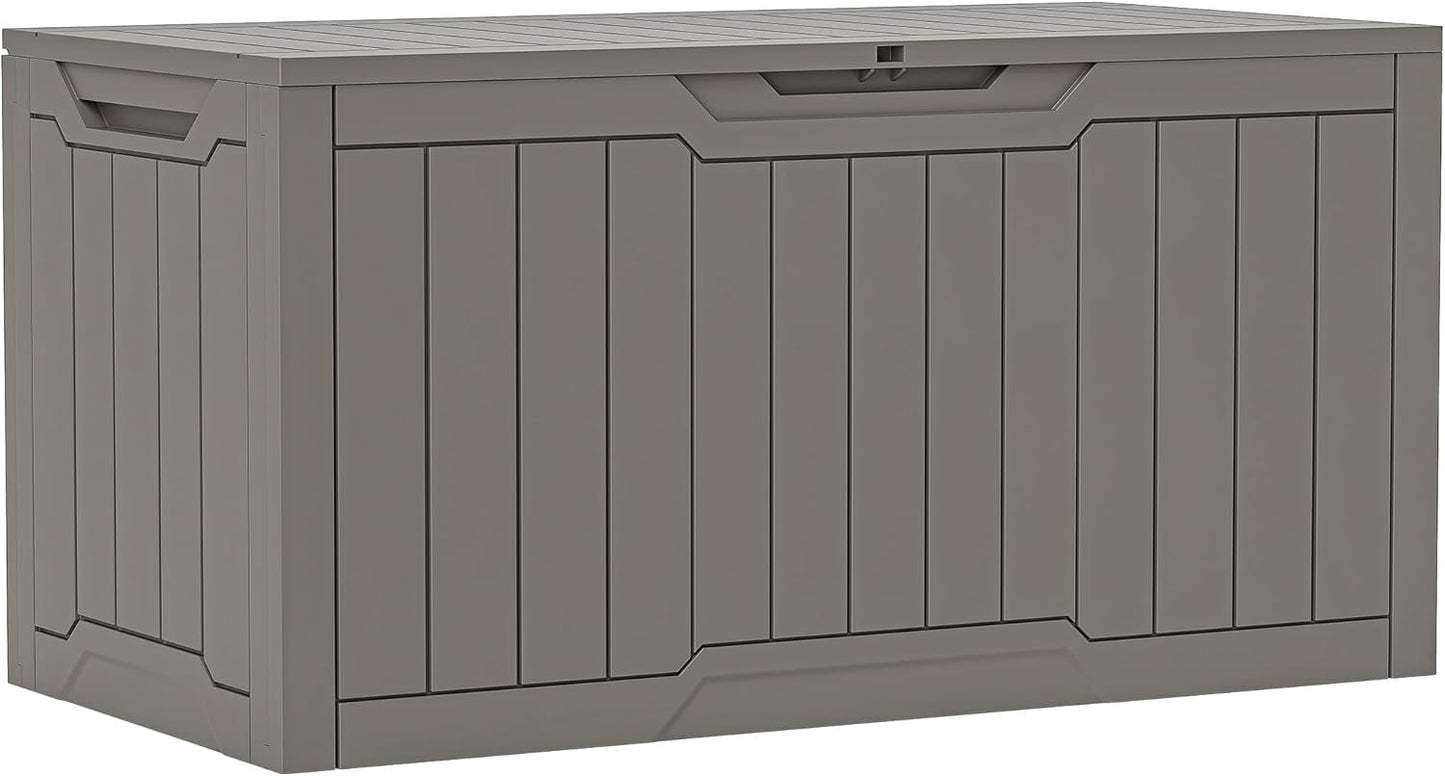 YITAHOME XXL 230 Gallon Large Deck Box,Outdoor Storage for Patio Furniture Cushions,Garden Tools and Pool Equipment with Flexible Divider,Waterproof,Lockable (Black&Brown)