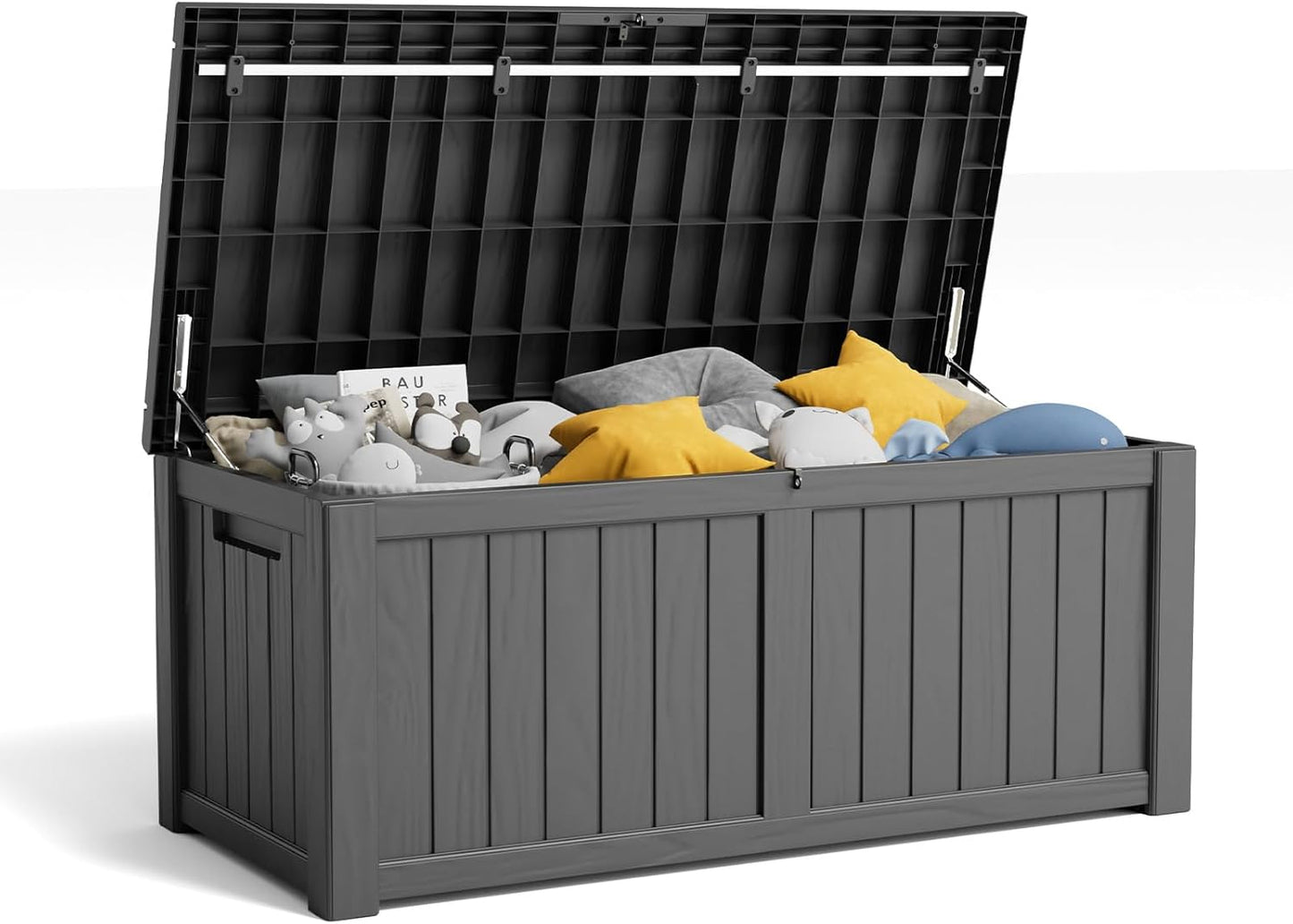 230 Gallon Resin Deck Box, Lockable Patio Outdoor Storage Box for Furniture, Garden Tools and Tools Storage, Waterproof Outside Storage Boxes - Black
