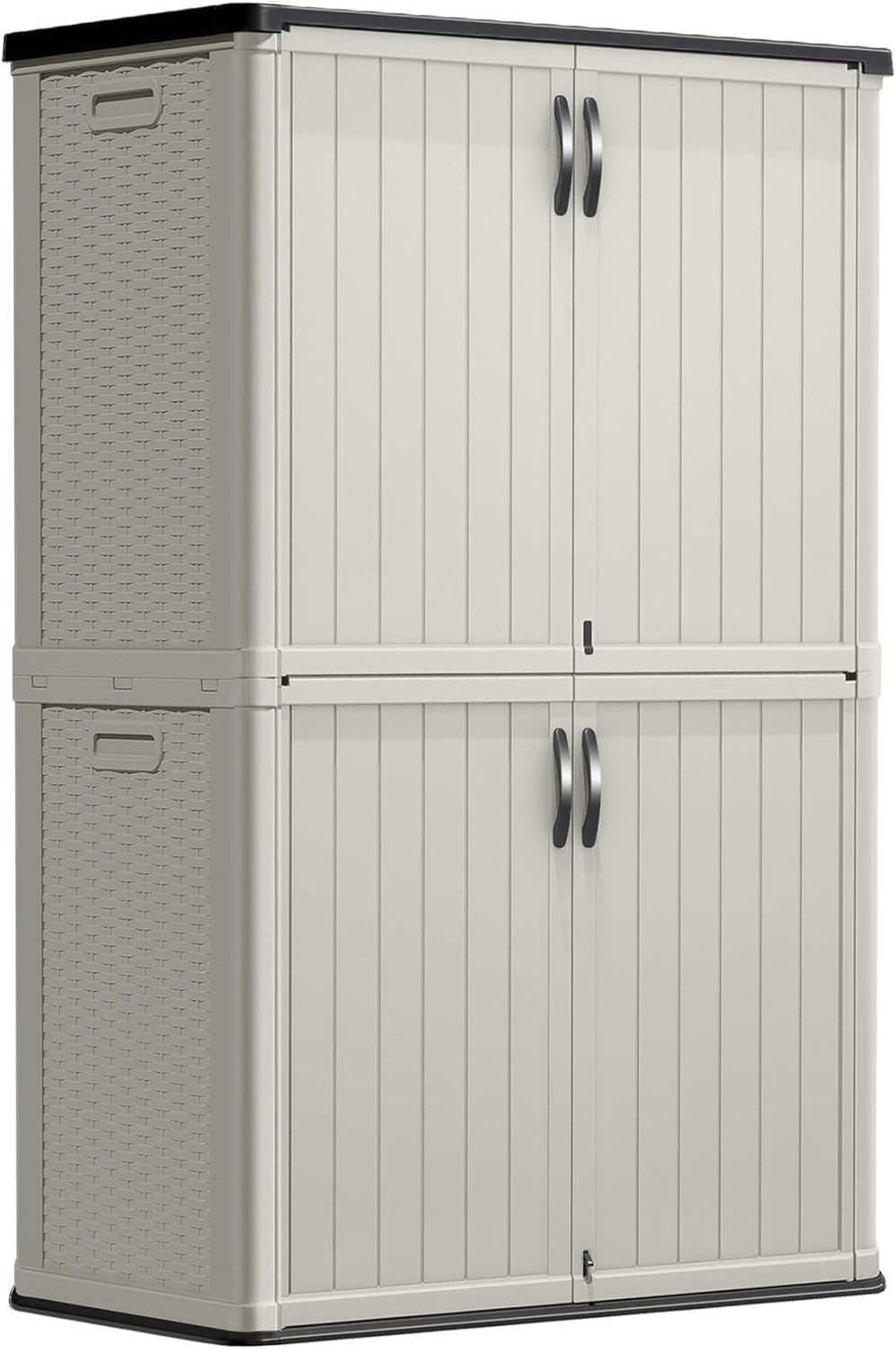 Greesum Outdoor Horizontal Storage Sheds 27 Cu.ft Resin Large Storaged Box Weather Resistance, Without Shelf, Easy to Assemble, Prefect for Garden, Patios, Backyards, White