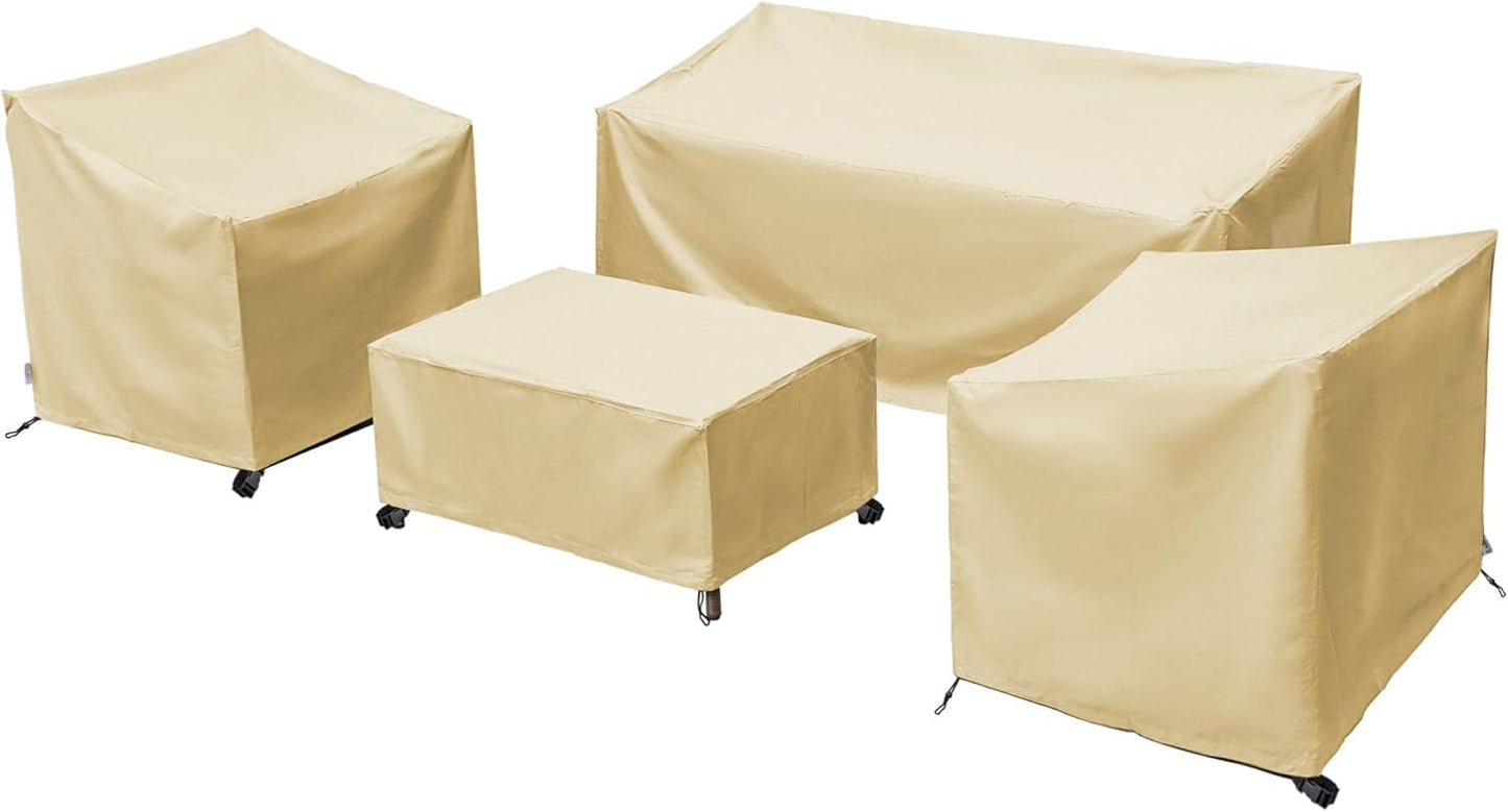 Patio Furniture Covers,Outdoor Furniture Cover Waterproof,Patio Furniture Set Covers for 4 Piece Outdoor Conversation Set,Patio Covers Set-XX-Large (Black)