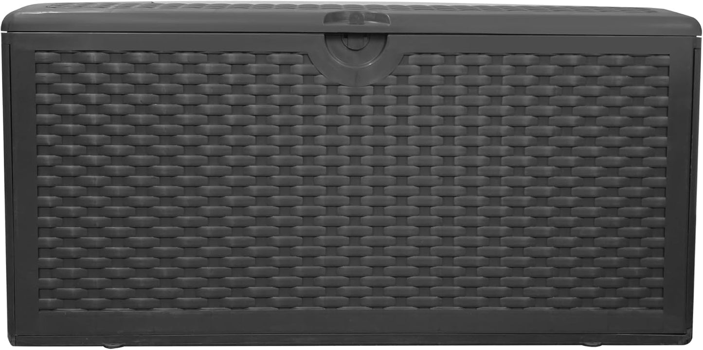 200 Gallon Resin Deck Box, Waterproof Outdoor Storage Bin for Patio Furniture, Pool Accessories, and Garden Tools, Lockable & UV-Resistant, Black
