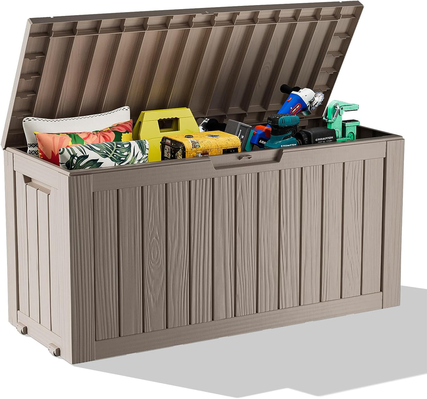 230 Gallon Resin Deck Box, Lockable Patio Outdoor Storage Box for Furniture, Garden Tools and Tools Storage, Waterproof Outside Storage Boxes - Black