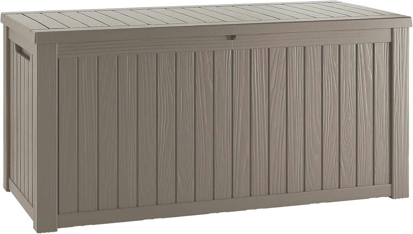 200 Gallon Resin Deck Box, Waterproof Outdoor Storage Bin for Patio Furniture, Pool Accessories, and Garden Tools, Lockable & UV-Resistant, Black