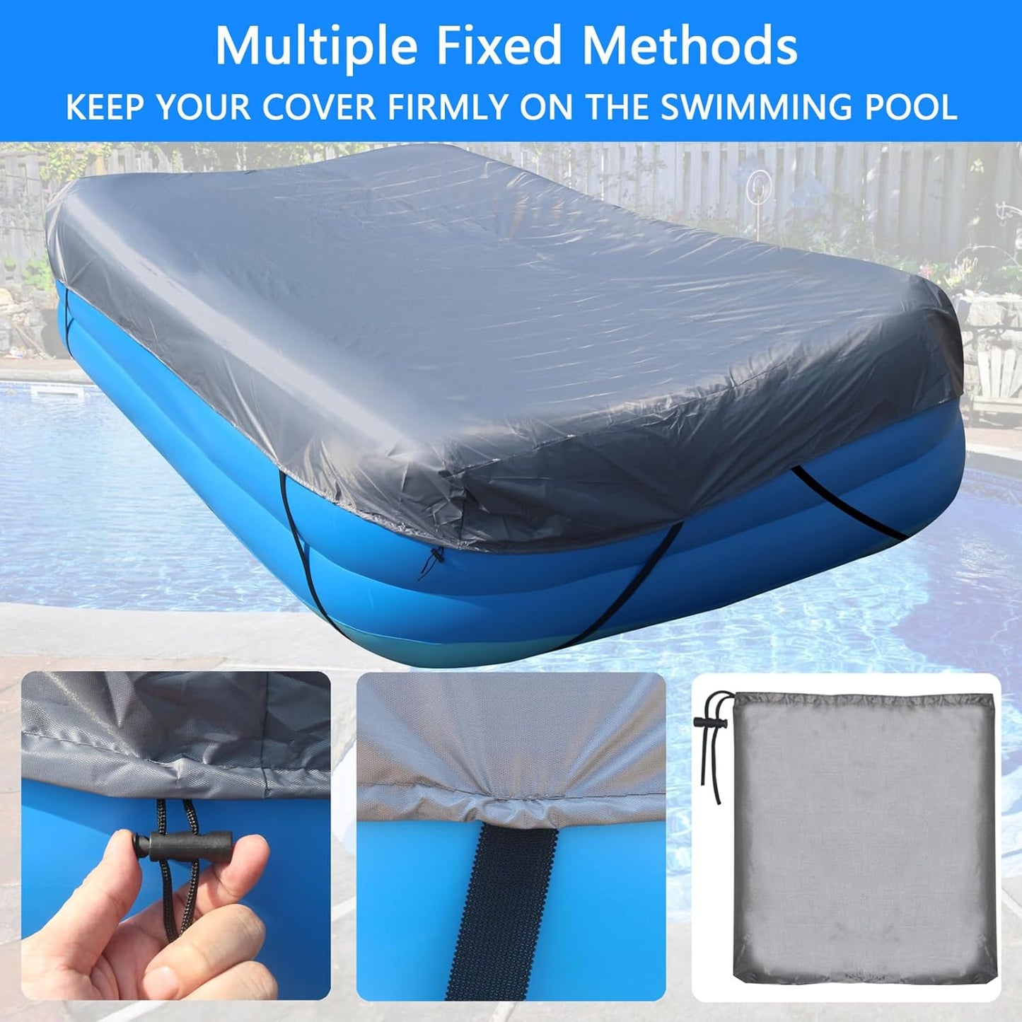150 x 74 inch Inflatable Pool Cover 12.5 x 6.2 ft Inflatable Rectangular Pool Covers 150 x 70 in Garden Outdoor Above Ground Swimming Pool Shades 145 x 74 Backyard Adult Kid Pool Shade