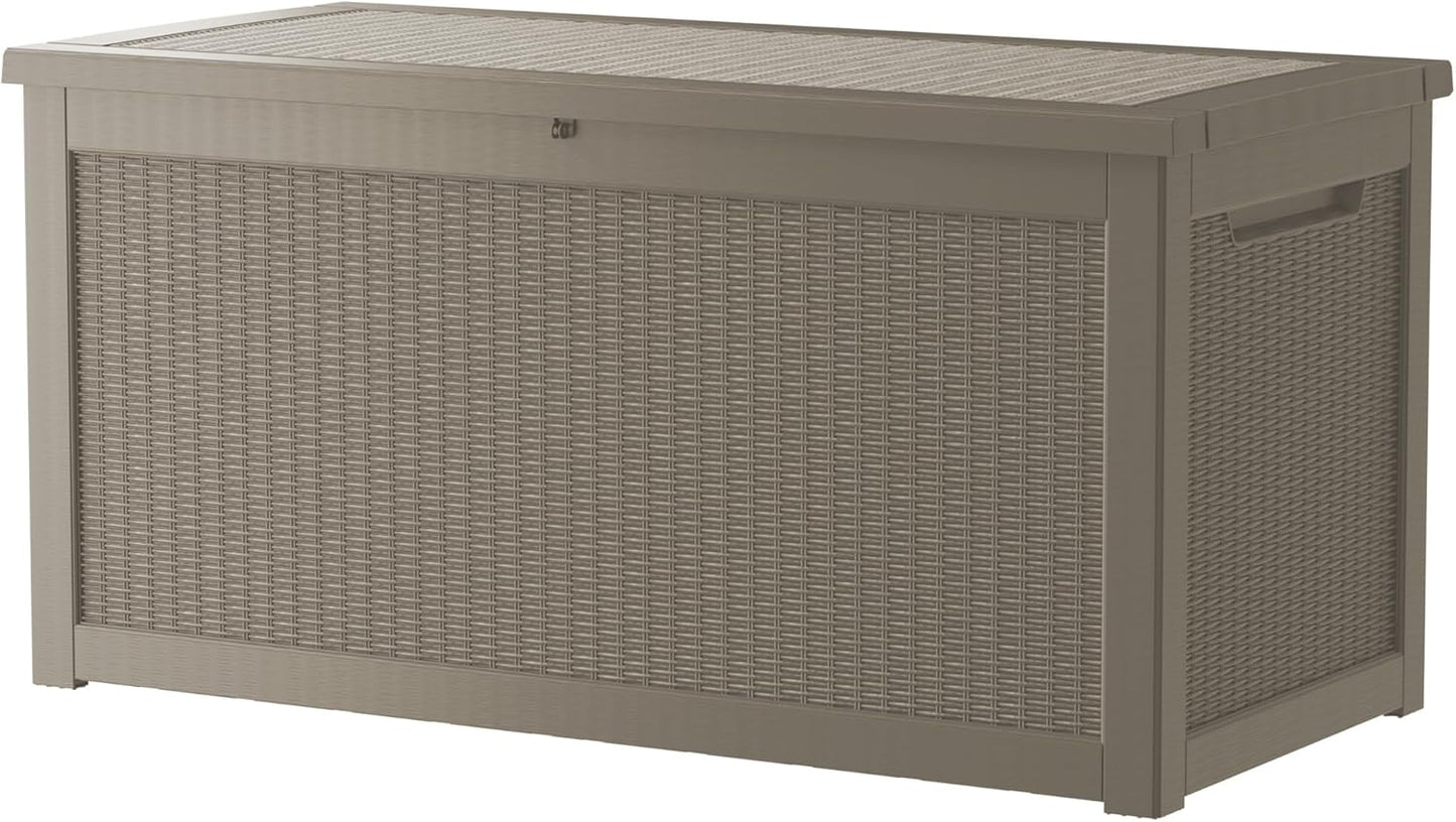 200 Gallon Resin Deck Box, Waterproof Outdoor Storage Bin for Patio Furniture, Pool Accessories, and Garden Tools, Lockable & UV-Resistant, Black