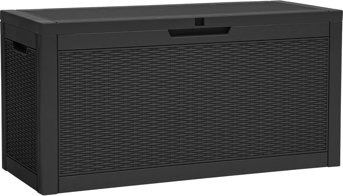 YITAHOME 260 Gallon Outdoor Storage Box, Large Water Resistant Resin Deck Box, Indoor Outdoor Lockable Storage Container for Patio, Garden, Cushions, Tools, Equipment(Black)