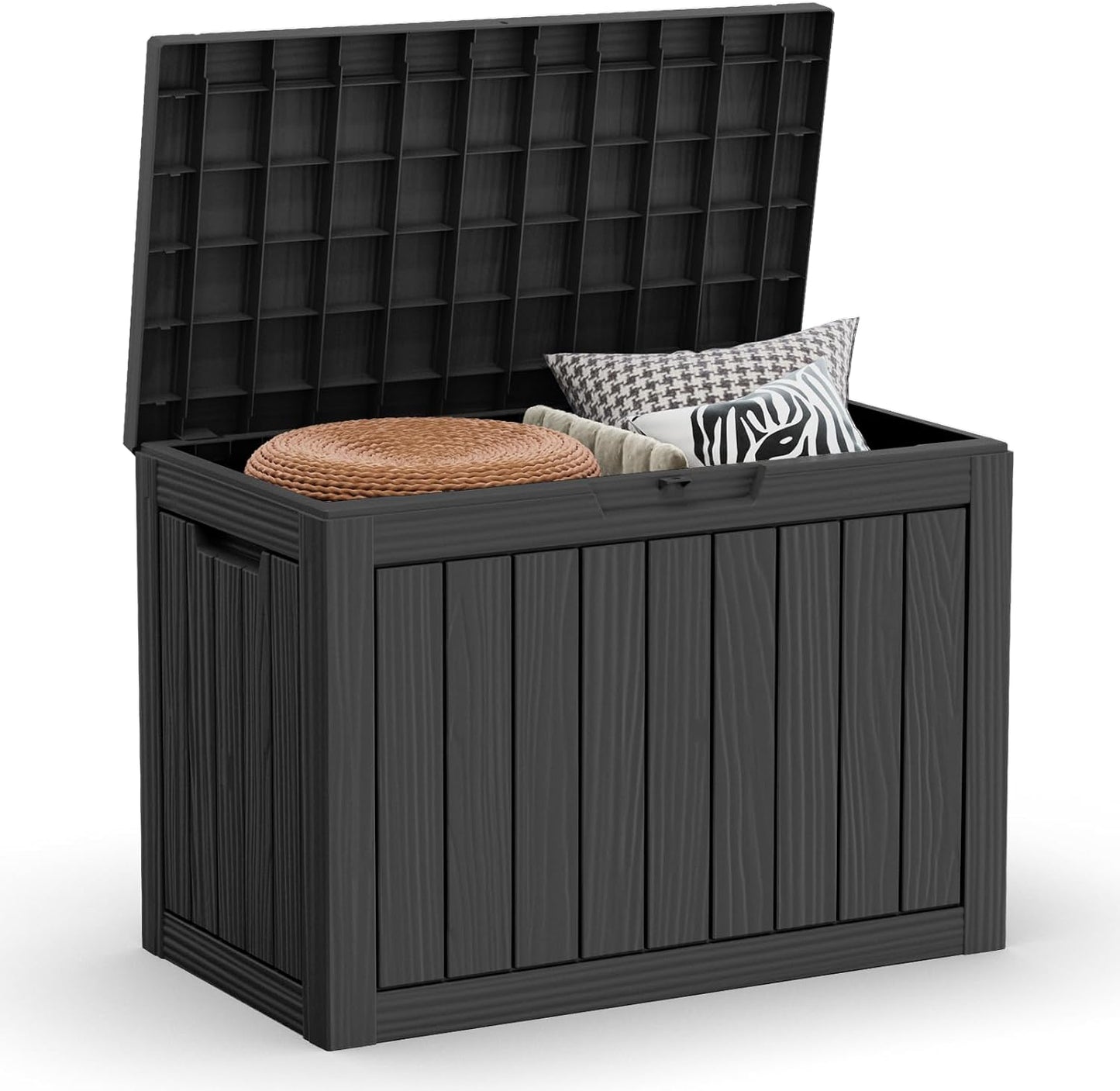 200 Gallon Resin Deck Box, Waterproof Outdoor Storage Bin for Patio Furniture, Pool Accessories, and Garden Tools, Lockable & UV-Resistant, Black