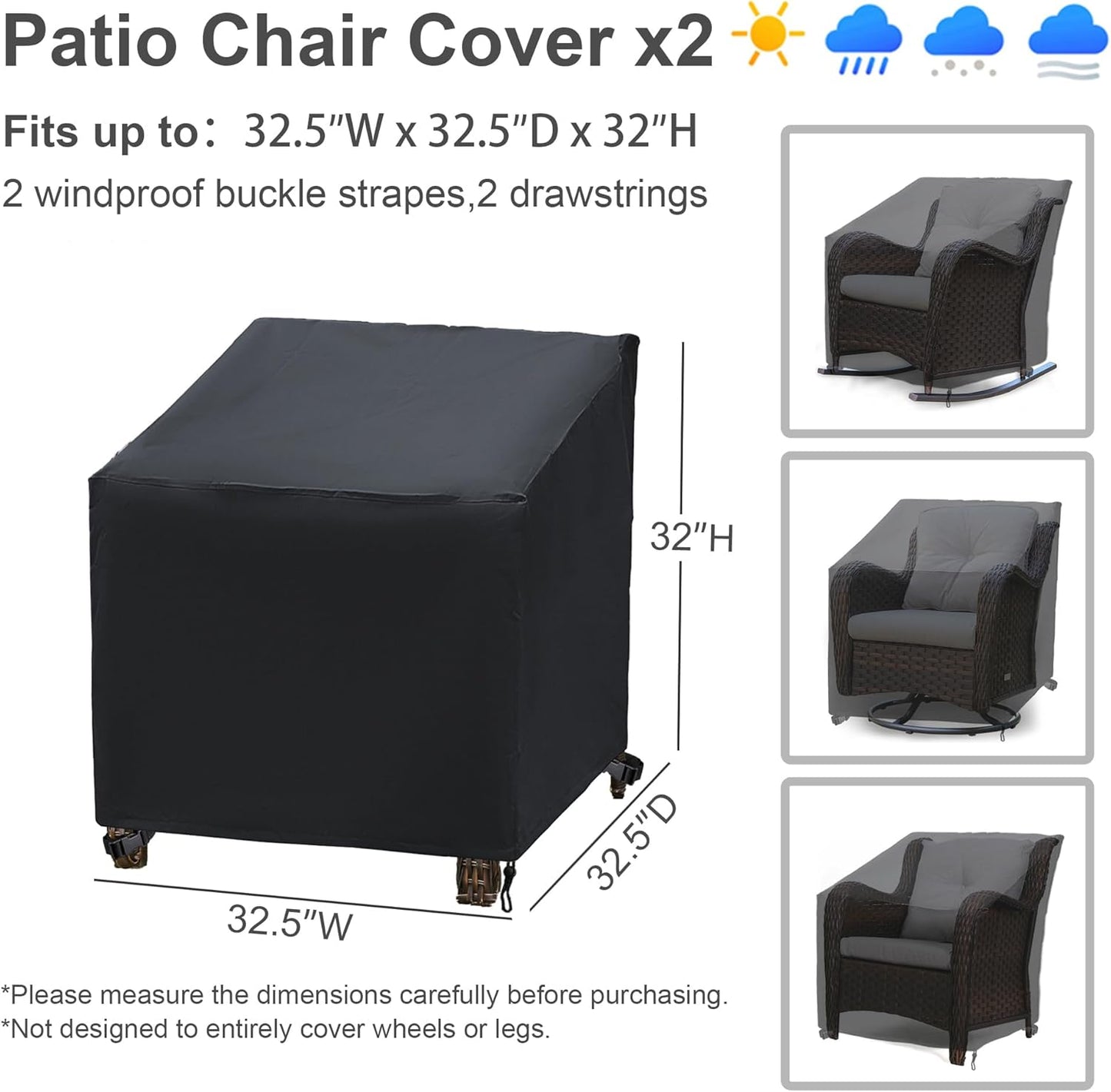 Patio Furniture Covers,Outdoor Furniture Cover Waterproof,Patio Furniture Set Covers for 4 Piece Outdoor Conversation Set,Patio Covers Set-XX-Large (Black)