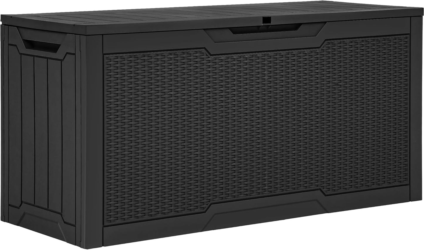 YITAHOME 260 Gallon Outdoor Storage Box, Large Water Resistant Resin Deck Box, Indoor Outdoor Lockable Storage Container for Patio, Garden, Cushions, Tools, Equipment(Black)
