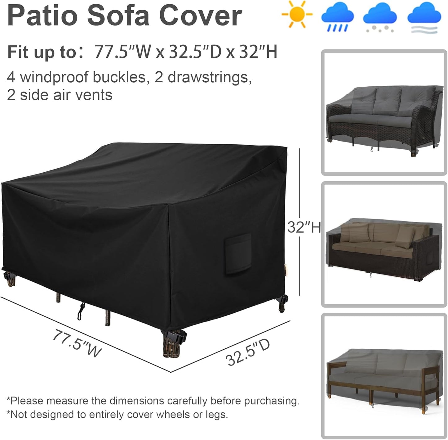 Patio Furniture Covers,Outdoor Furniture Cover Waterproof,Patio Furniture Set Covers for 4 Piece Outdoor Conversation Set,Patio Covers Set-XX-Large (Black)