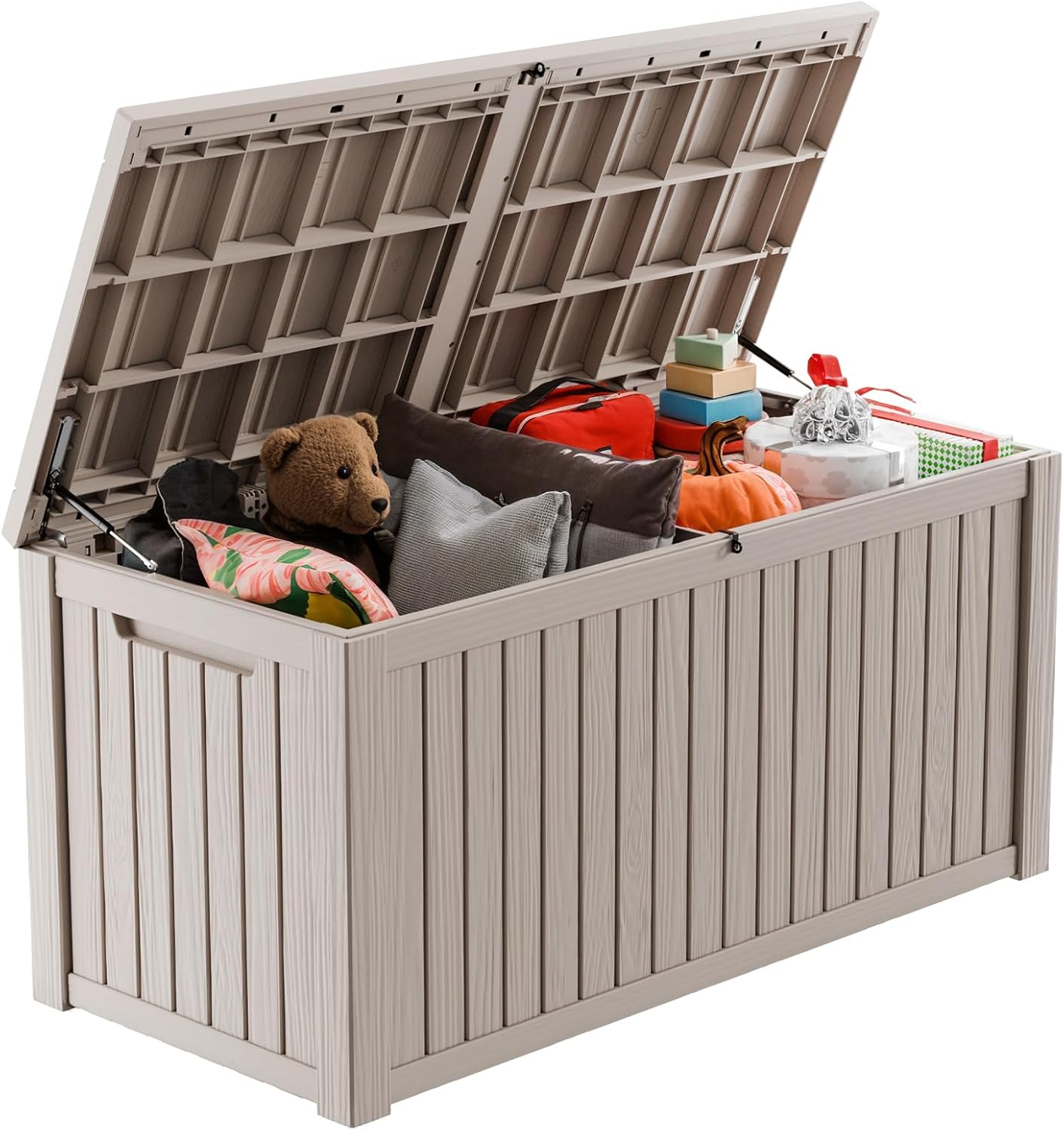 230 Gallon Resin Deck Box, Lockable Patio Outdoor Storage Box for Furniture, Garden Tools and Tools Storage, Waterproof Outside Storage Boxes - Black