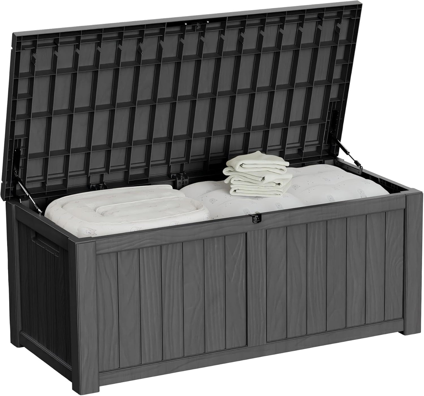 200 Gallon Resin Deck Box, Waterproof Outdoor Storage Bin for Patio Furniture, Pool Accessories, and Garden Tools, Lockable & UV-Resistant, Black