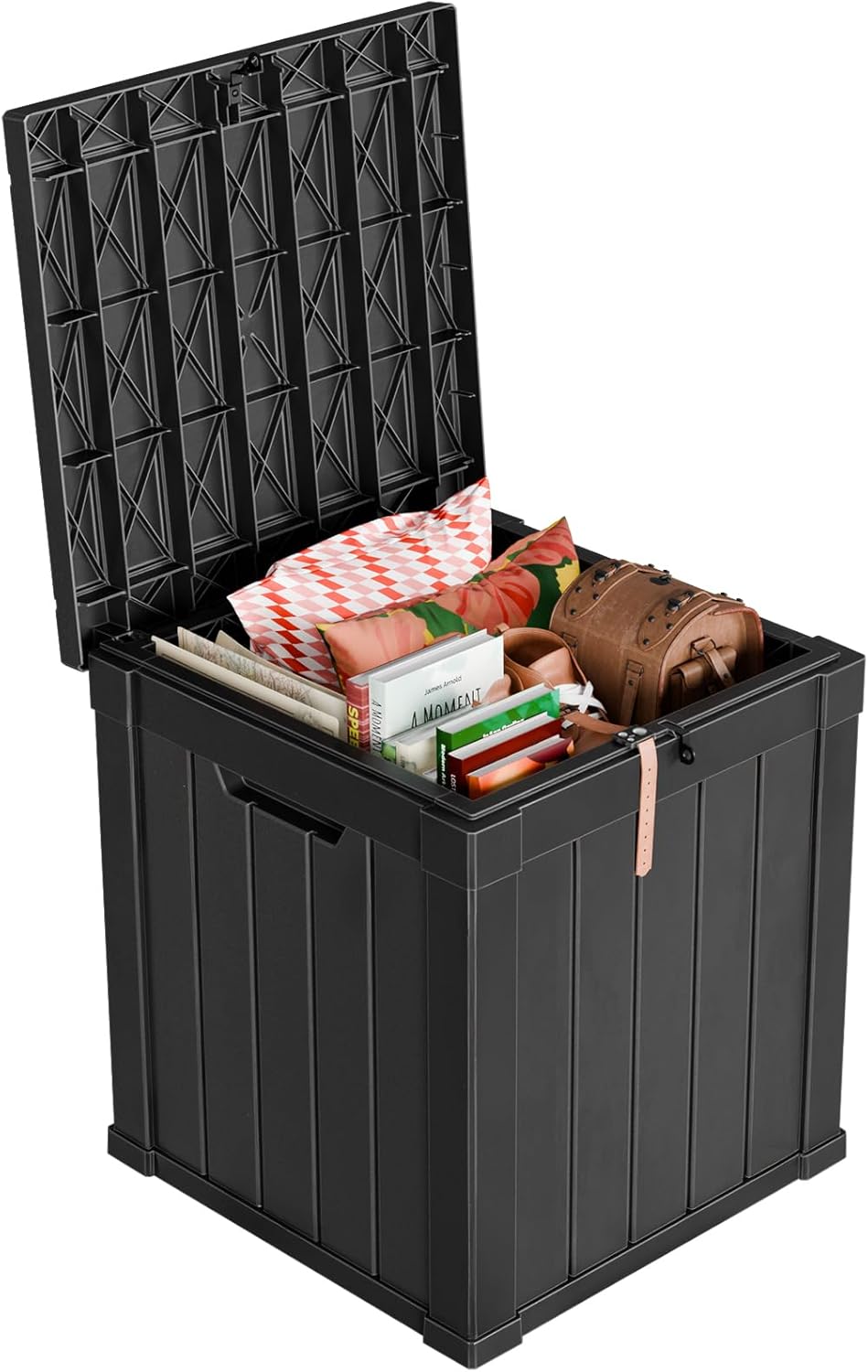 230 Gallon Resin Deck Box, Lockable Patio Outdoor Storage Box for Furniture, Garden Tools and Tools Storage, Waterproof Outside Storage Boxes - Black