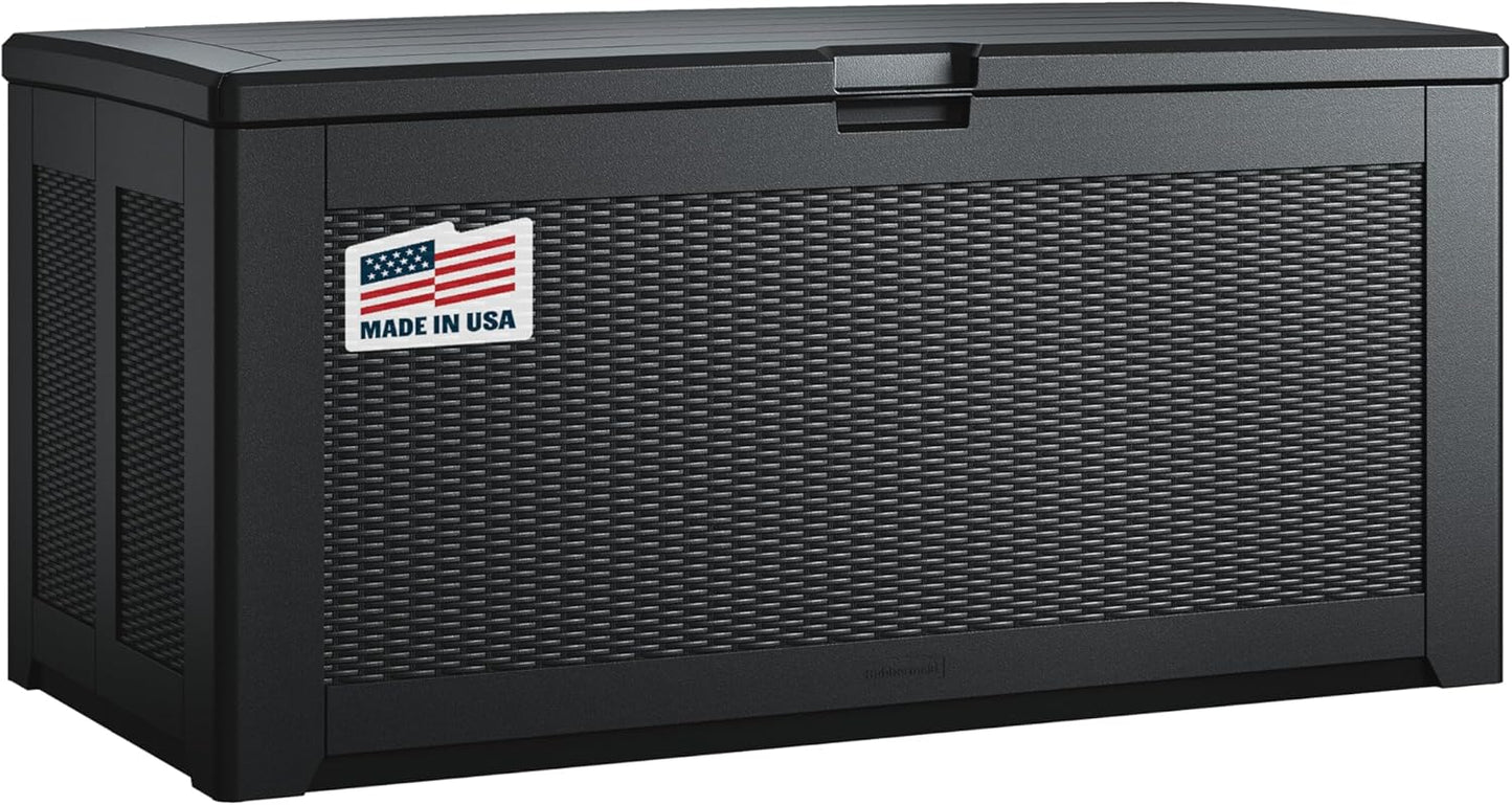 Rubbermaid Extra Large Resin Outdoor Storage Deck Box (134 Gal), Weather Resistant, Gray, Deck Organization for Home/Backyard/Pool Chemicals/Toys/Garden Tools/Porch/Patio Cushions