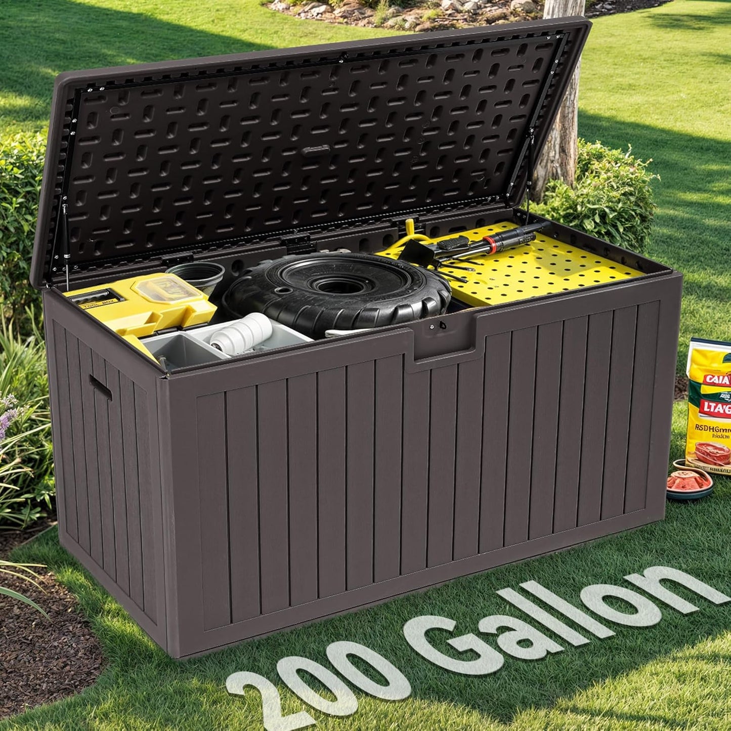 YITAHOME 260 Gallon Outdoor Storage Box, Large Water Resistant Resin Deck Box, Indoor Outdoor Lockable Storage Container for Patio, Garden, Cushions, Tools, Equipment(Black)