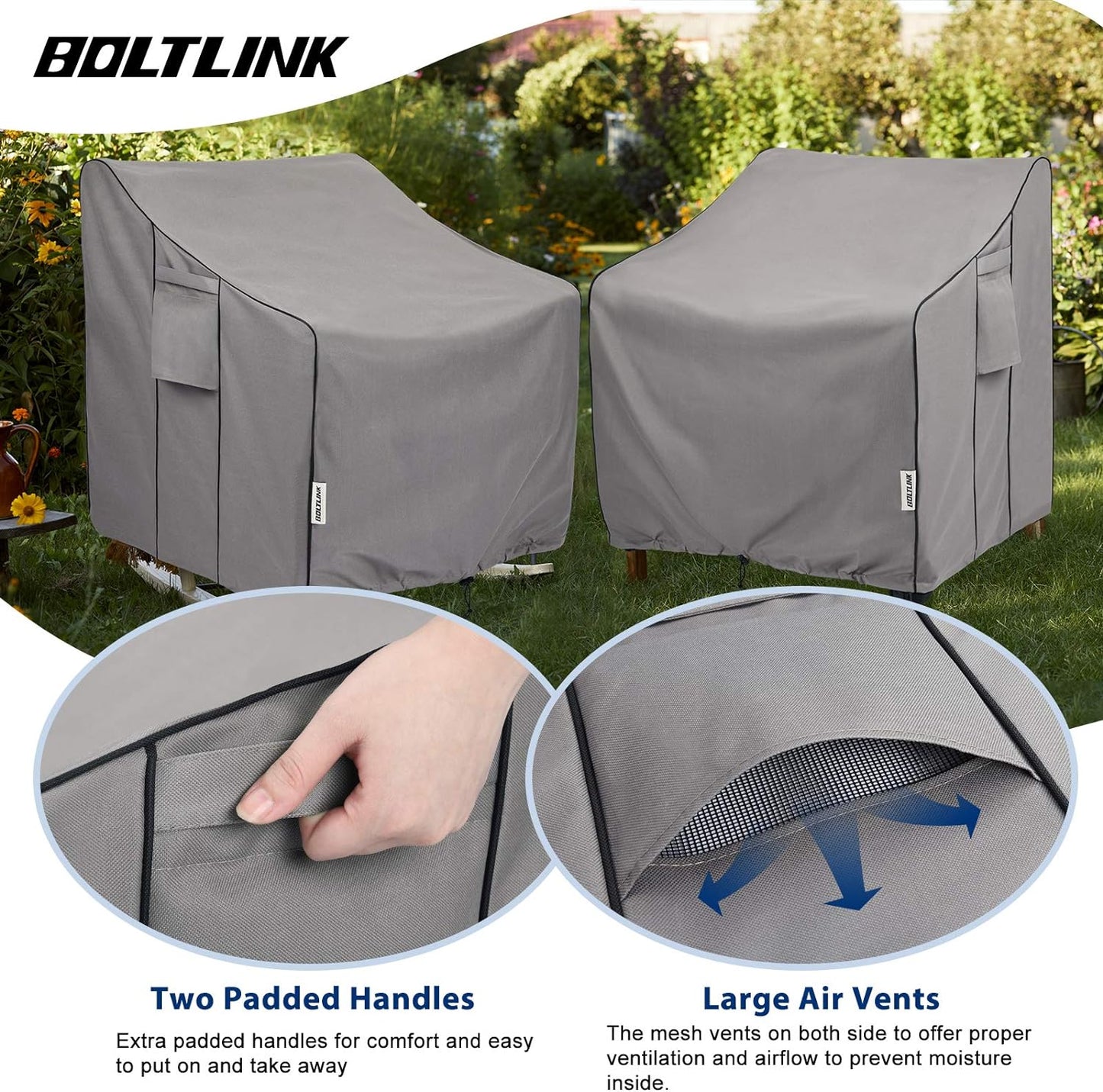 Patio Chair Covers Waterproof, Heavy Duty Outdoor Furniture Covers Fits up to 36W x 37D x 36H inches -2 Pack
