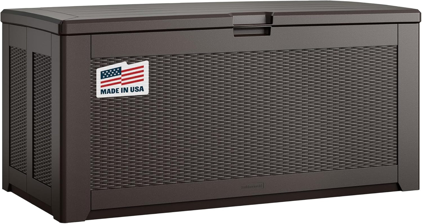 Rubbermaid Extra Large Resin Outdoor Storage Deck Box (134 Gal), Weather Resistant, Gray, Deck Organization for Home/Backyard/Pool Chemicals/Toys/Garden Tools/Porch/Patio Cushions