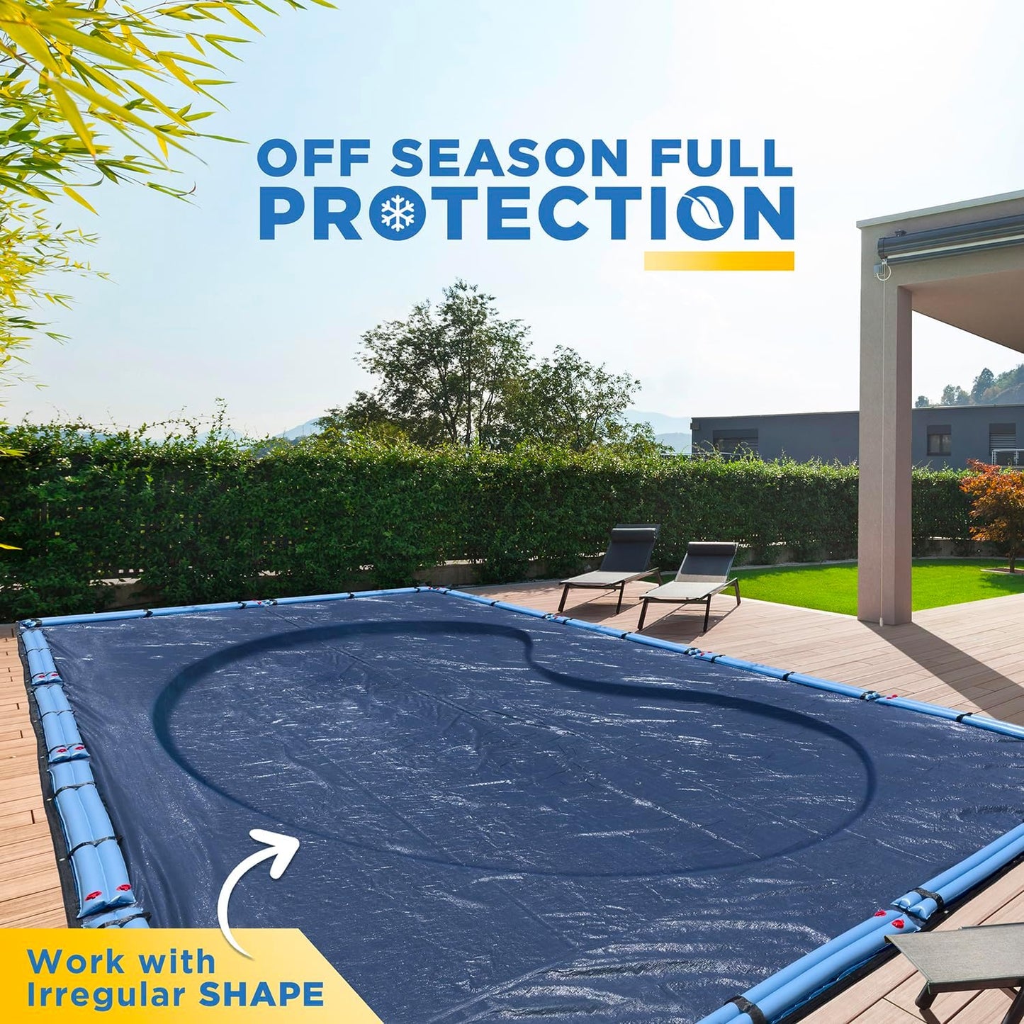 18-Ft x 36-Ft Pool Cover for Inground Pools - Rectangle Winter Pool Cover for Inground Pools, Extra Thick Material and Durable Design, Cold and UV-Resistance, Easy Installation, Navy Blue
