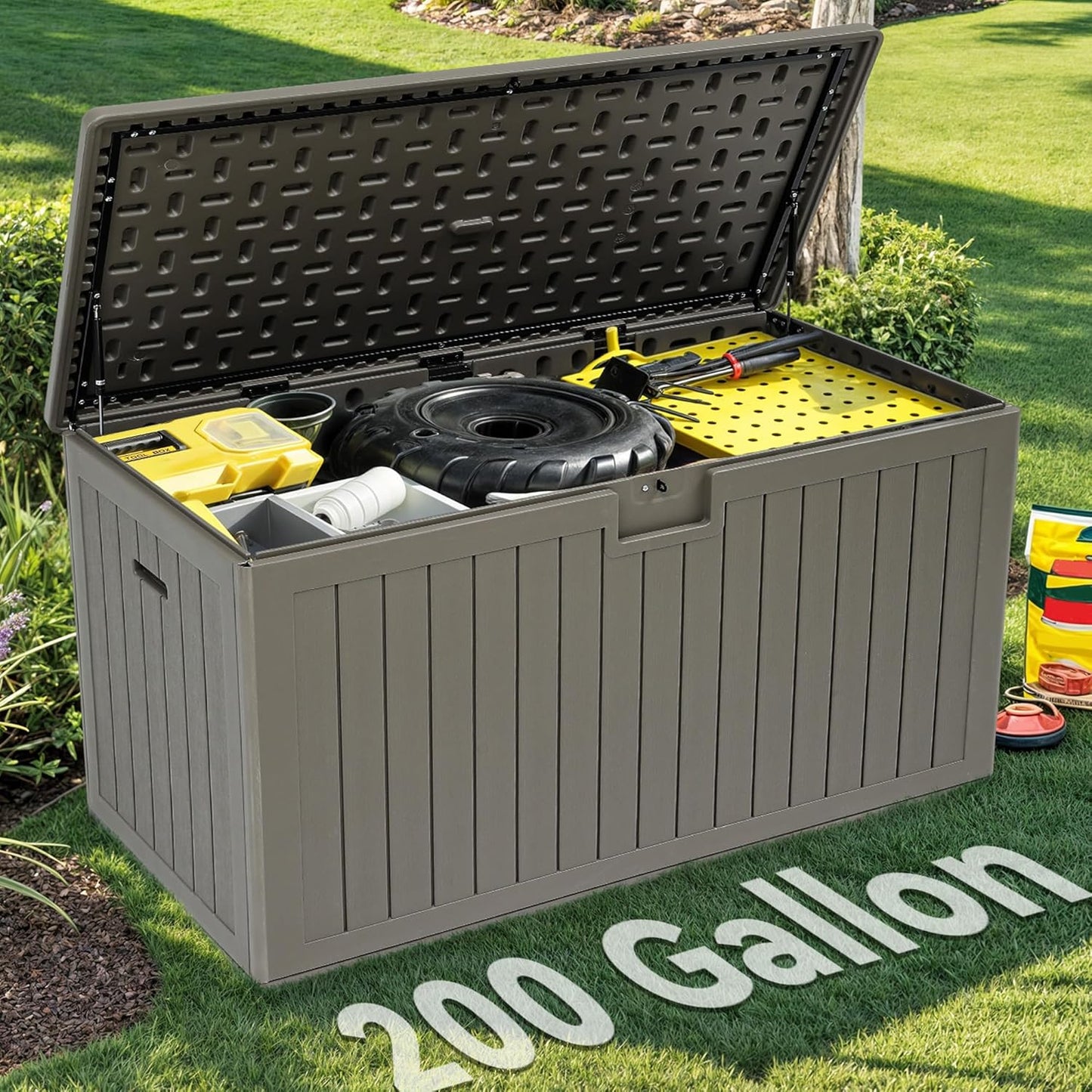 YITAHOME 260 Gallon Outdoor Storage Box, Large Water Resistant Resin Deck Box, Indoor Outdoor Lockable Storage Container for Patio, Garden, Cushions, Tools, Equipment(Black)