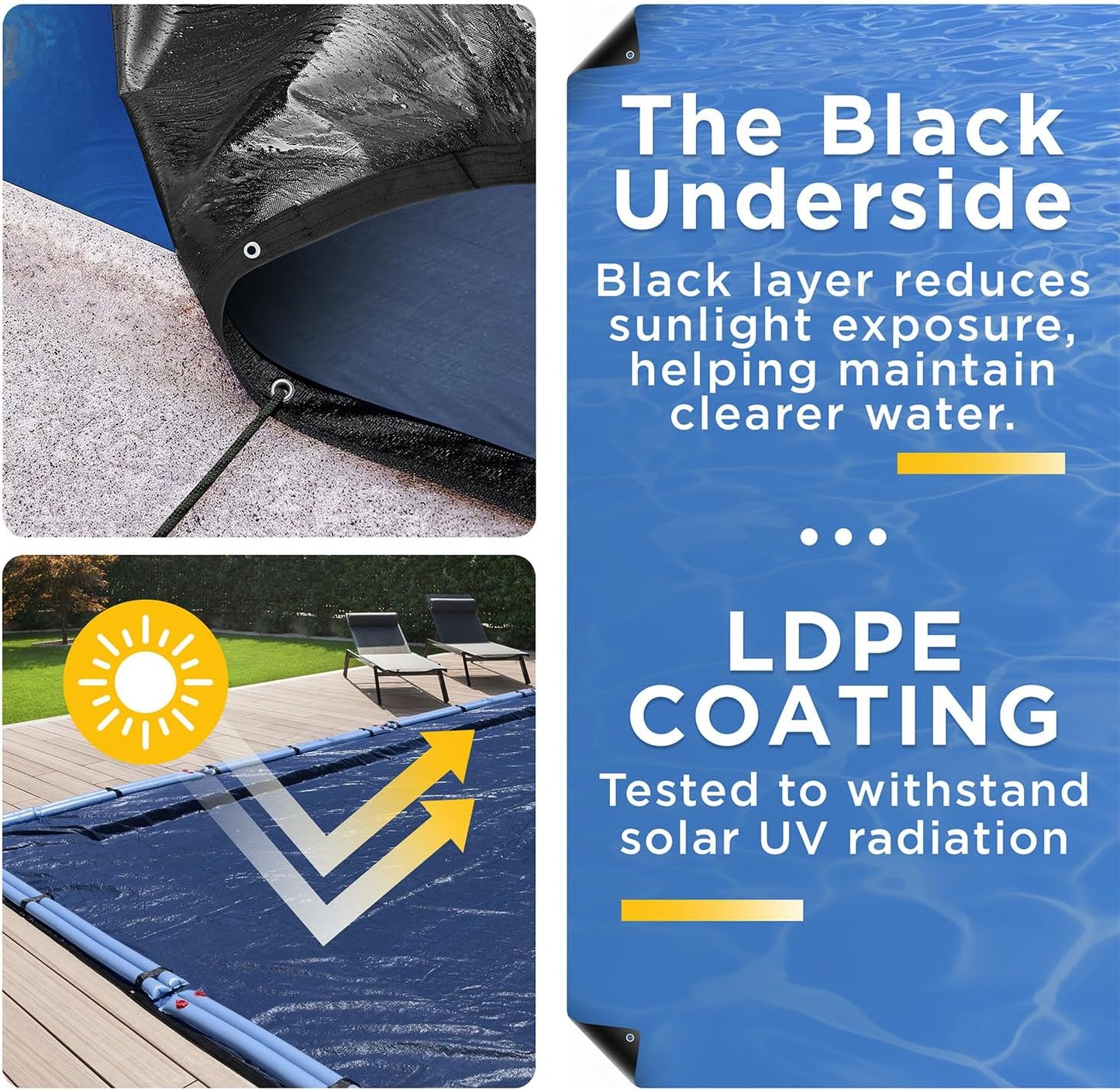 18-Ft x 36-Ft Pool Cover for Inground Pools - Rectangle Winter Pool Cover for Inground Pools, Extra Thick Material and Durable Design, Cold and UV-Resistance, Easy Installation, Navy Blue