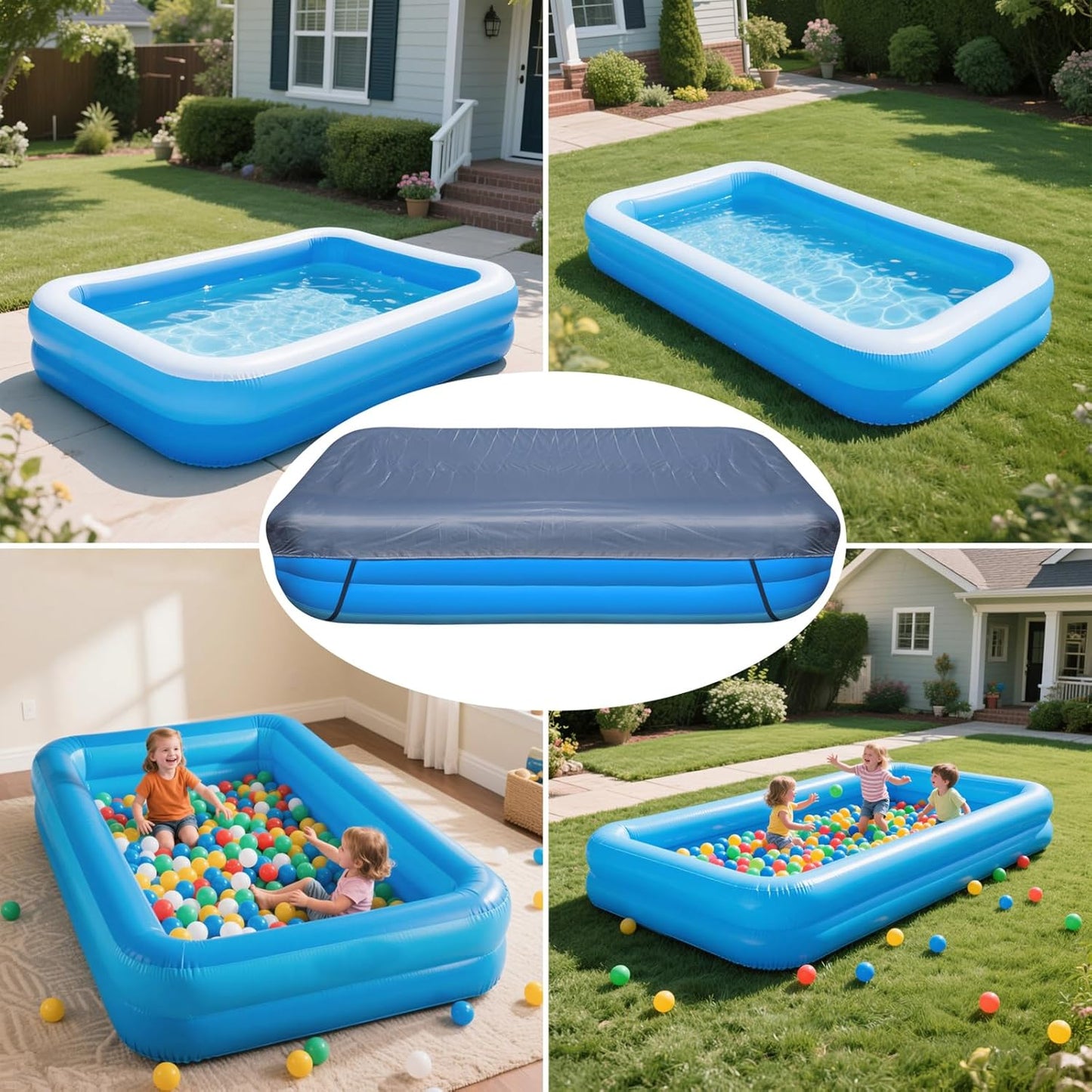 150 x 74 inch Inflatable Pool Cover 12.5 x 6.2 ft Inflatable Rectangular Pool Covers 150 x 70 in Garden Outdoor Above Ground Swimming Pool Shades 145 x 74 Backyard Adult Kid Pool Shade