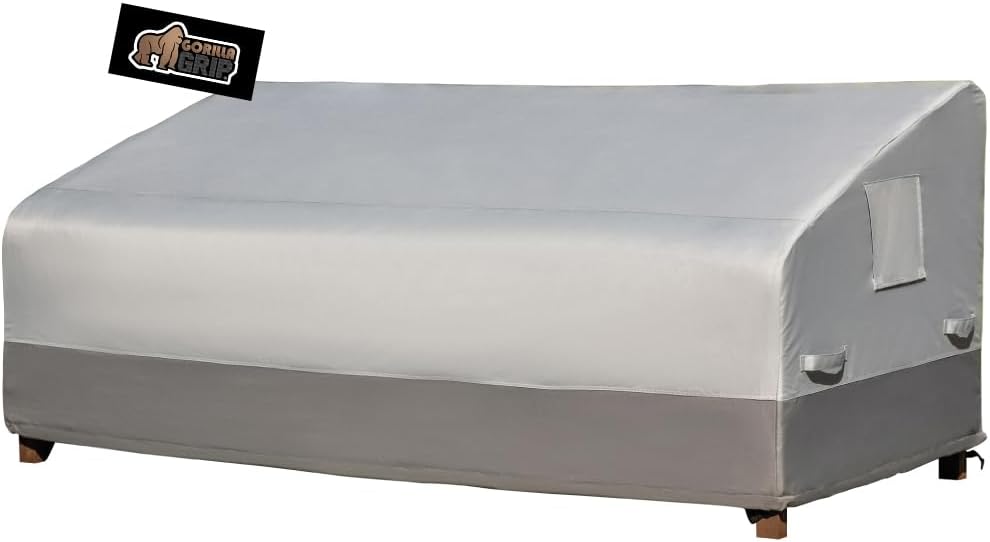 GORILLA GRIP Waterproof Outdoor Sofa Cover, 80 Inch, Adjustable Furniture Covers Sets for Winter, Keep Cushions Dry, Protects from Sun, Snow, Rain, Windproof, UV Coated, 1 Pack