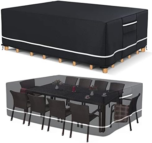 Patio Furniture Covers Waterproof, Heavy Duty 600D Outdoor Furniture Covers for Outside Sectional Sofa Set,Tear Resistance and Anti-UV, Black,126"L x 126"W x 28"H