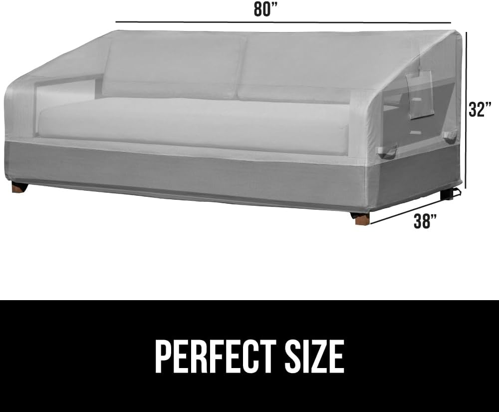 GORILLA GRIP Waterproof Outdoor Sofa Cover, 80 Inch, Adjustable Furniture Covers Sets for Winter, Keep Cushions Dry, Protects from Sun, Snow, Rain, Windproof, UV Coated, 1 Pack