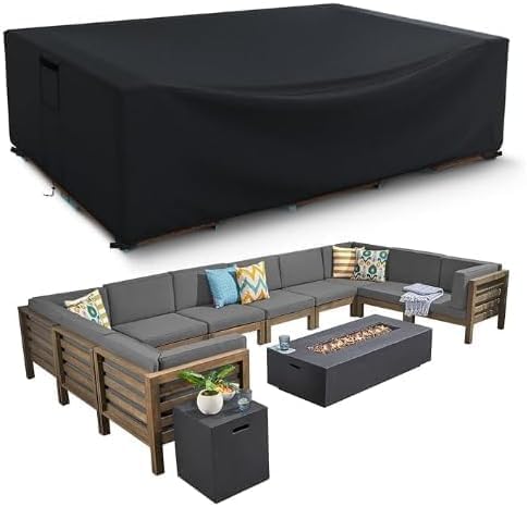 Patio Furniture Covers Waterproof, Heavy Duty 600D Outdoor Furniture Covers for Outside Sectional Sofa Set,Tear Resistance and Anti-UV, Black,126"L x 126"W x 28"H