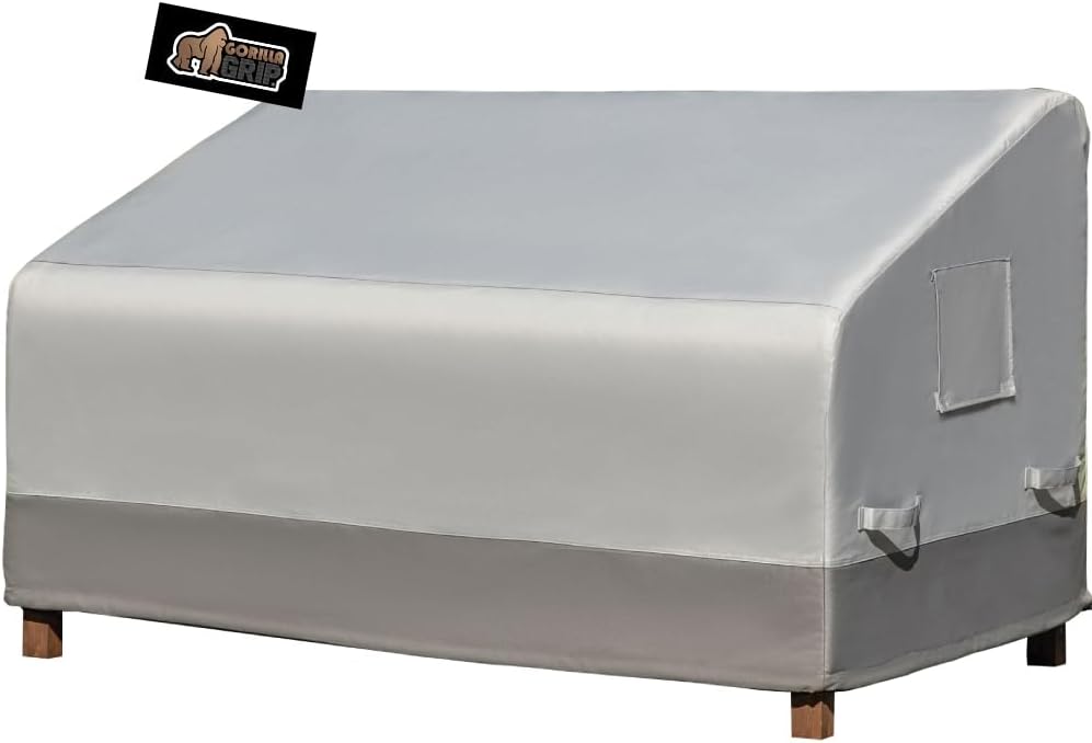 GORILLA GRIP Waterproof Outdoor Sofa Cover, 80 Inch, Adjustable Furniture Covers Sets for Winter, Keep Cushions Dry, Protects from Sun, Snow, Rain, Windproof, UV Coated, 1 Pack