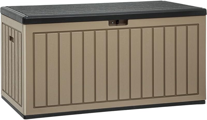 YITAHOME 260 Gallon Outdoor Storage Box, Large Water Resistant Resin Deck Box, Indoor Outdoor Lockable Storage Container for Patio, Garden, Cushions, Tools, Equipment(Black)