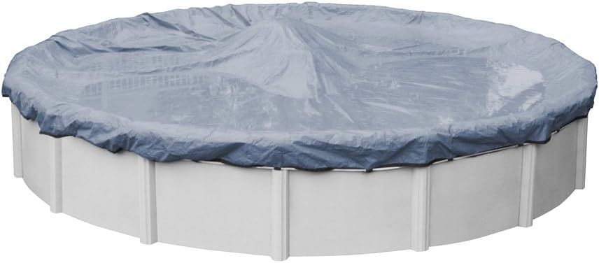 Robelle 24 ft Heavy Duty Blue Winter Pool Cover for Above Ground Pools, 4 ft Overlap (28 ft Cover Size), Solid 8 x 8 Scrim, 2.36 oz/yd2, 10-Year Warranty, Style: 3524-4