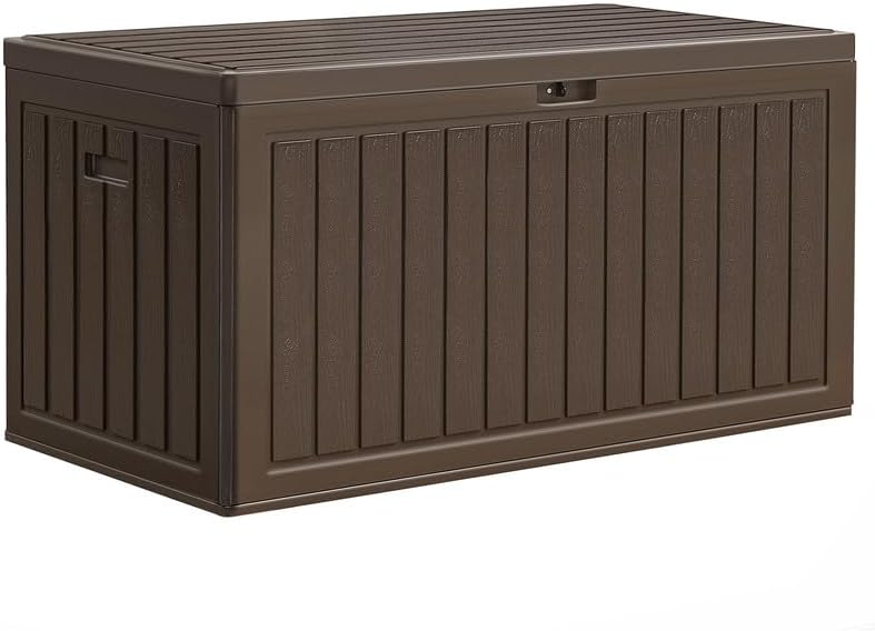 YITAHOME 260 Gallon Outdoor Storage Box, Large Water Resistant Resin Deck Box, Indoor Outdoor Lockable Storage Container for Patio, Garden, Cushions, Tools, Equipment(Black)