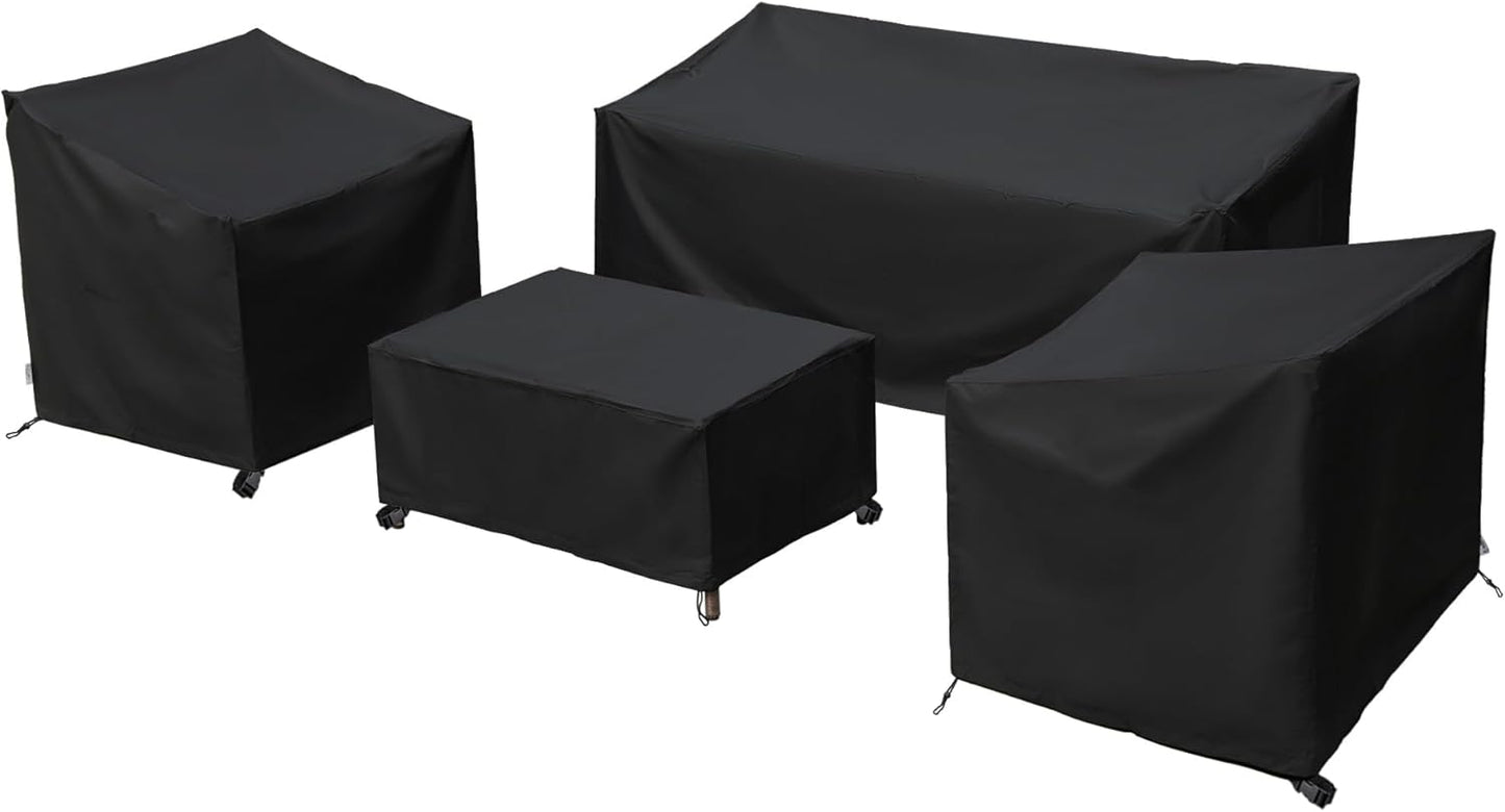 Patio Furniture Covers,Outdoor Furniture Cover Waterproof,Patio Furniture Set Covers for 4 Piece Outdoor Conversation Set,Patio Covers Set-XX-Large (Black)