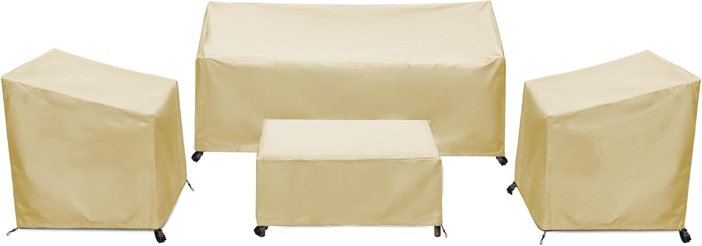 Patio Furniture Covers,Outdoor Furniture Cover Waterproof,Patio Furniture Set Covers for 4 Piece Outdoor Conversation Set,Patio Covers Set-XX-Large (Black)
