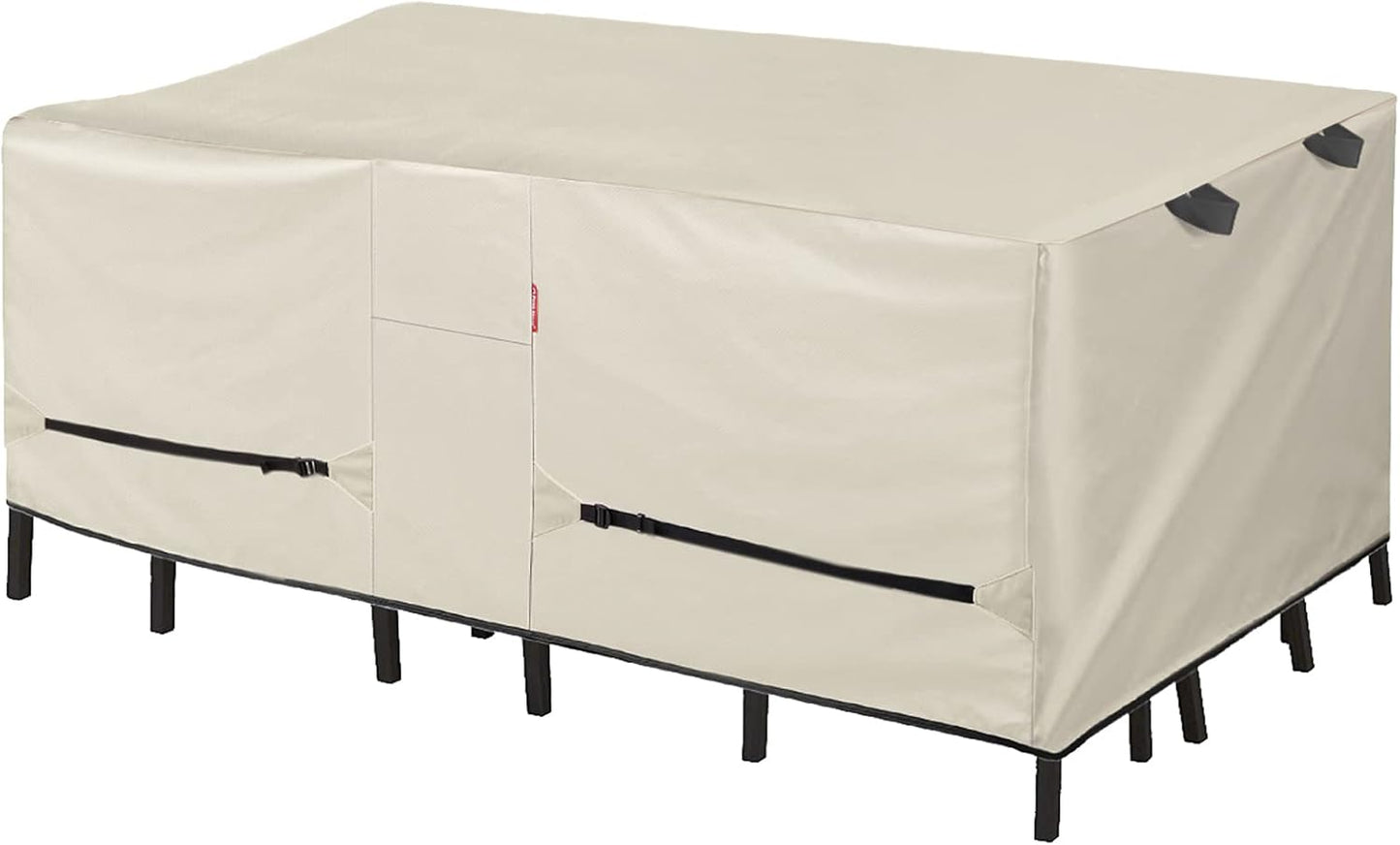 Porch Shield Patio Table Cover - Waterproof Outdoor Dining Table and Chairs Furniture Set Cover Rectangular - 108 x 70 inch, Light Tan & Khaki
