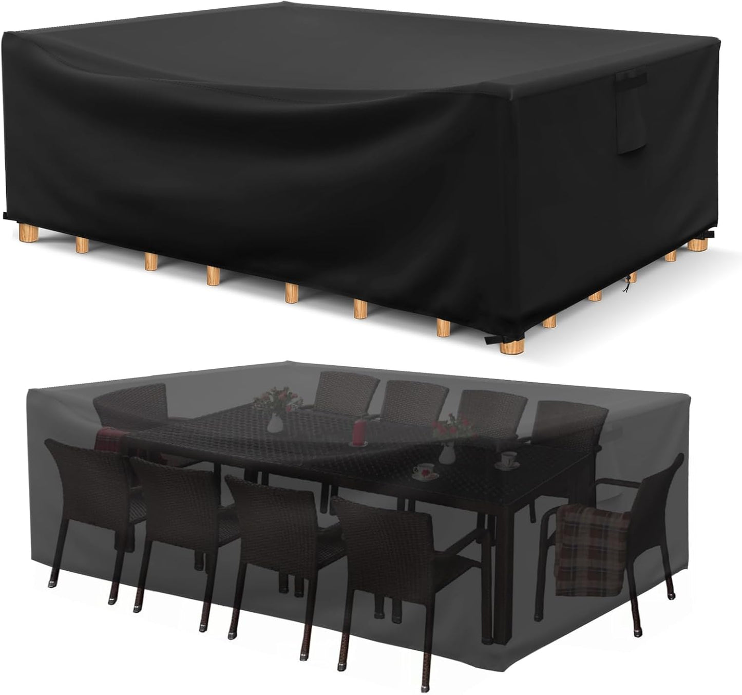 Patio Furniture Covers Waterproof, Heavy Duty 600D Outdoor Furniture Covers for Outside Sectional Sofa Set,Tear Resistance and Anti-UV, Black,126"L x 126"W x 28"H