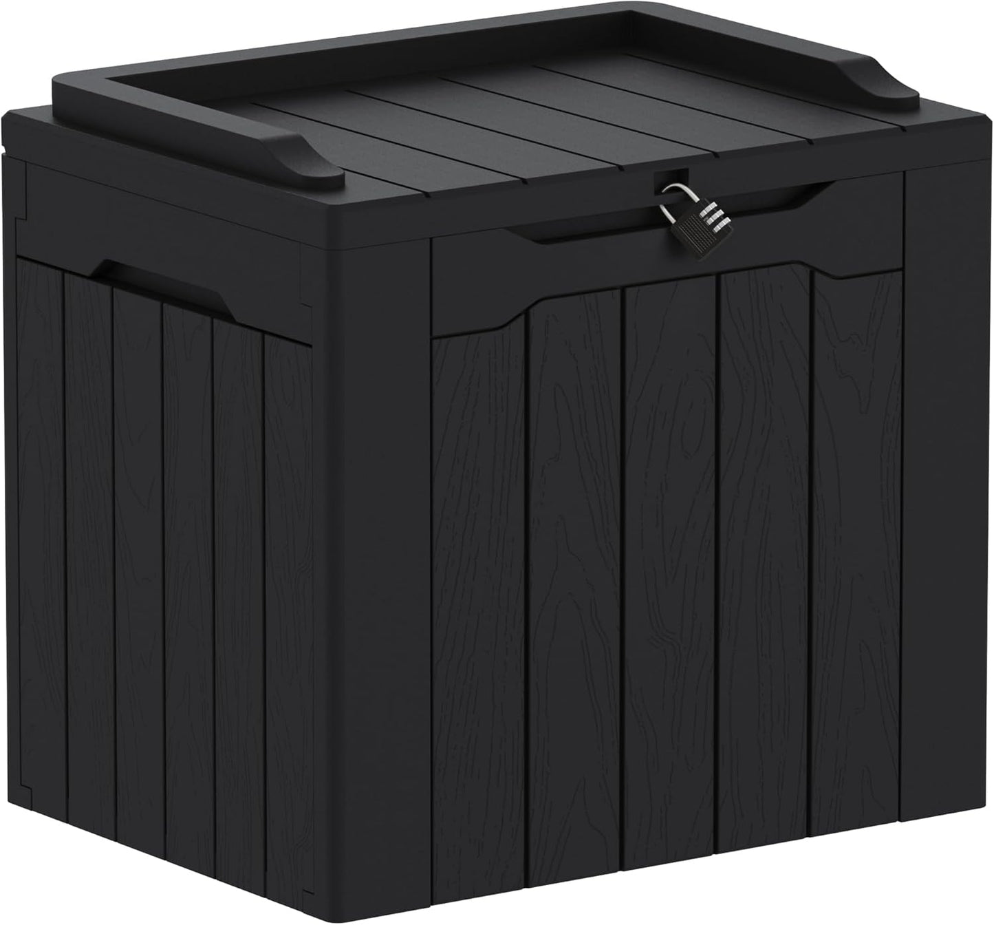 Greesum 230 Gallon HDPE Outdoor Storage Box with Removable Dividers, Weatherproof Oversized Deck Box for Patio, Garage, Garden, Black