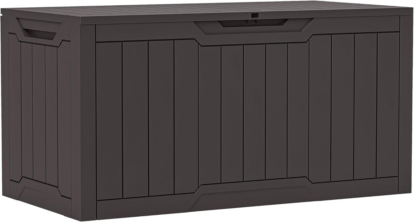 YITAHOME XXL 230 Gallon Large Deck Box,Outdoor Storage for Patio Furniture Cushions,Garden Tools and Pool Equipment with Flexible Divider,Waterproof,Lockable (Black&Brown)