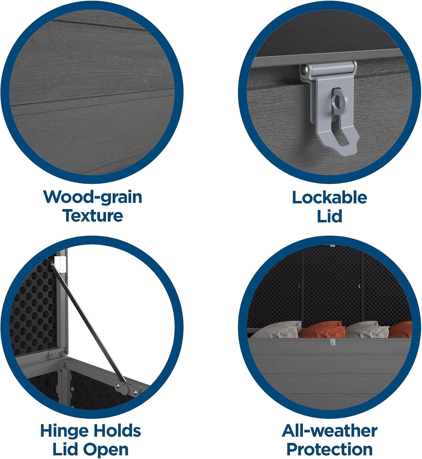 Cosco Outdoor Living 88180BGY1E Cosco Outdoor Patio Storage, Extra Large, 180 Gallons, Charcoal Deck Box, Black/Gray