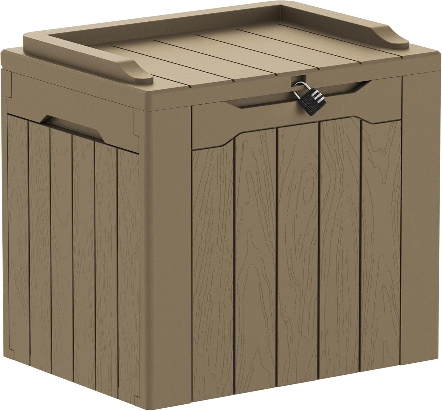 Greesum 230 Gallon HDPE Outdoor Storage Box with Removable Dividers, Weatherproof Oversized Deck Box for Patio, Garage, Garden, Black