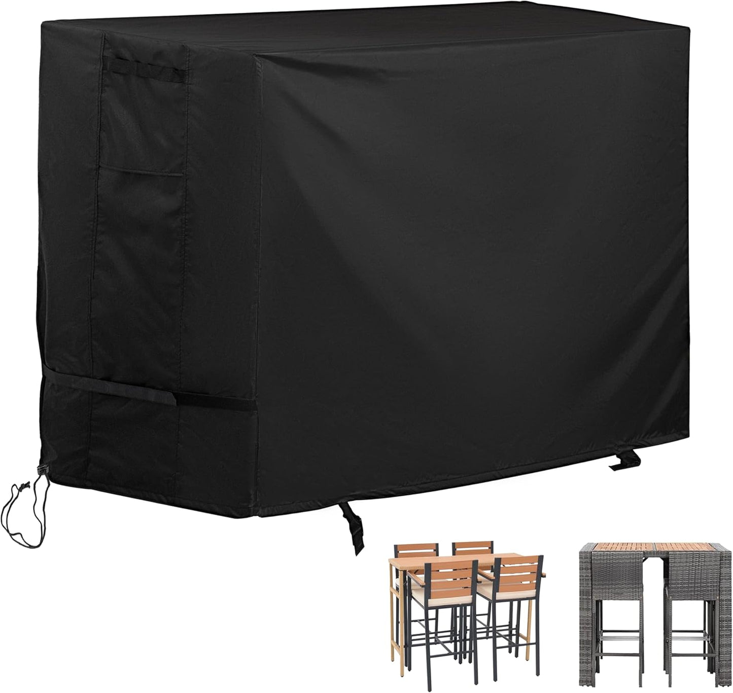 Bar Height Patio Set Cover for 7 Pieces Patio Bar Dining Table and Chairs Set, Patio Bar Set Cover for 6 Person-Outdoor Bar Height Table and Chairs