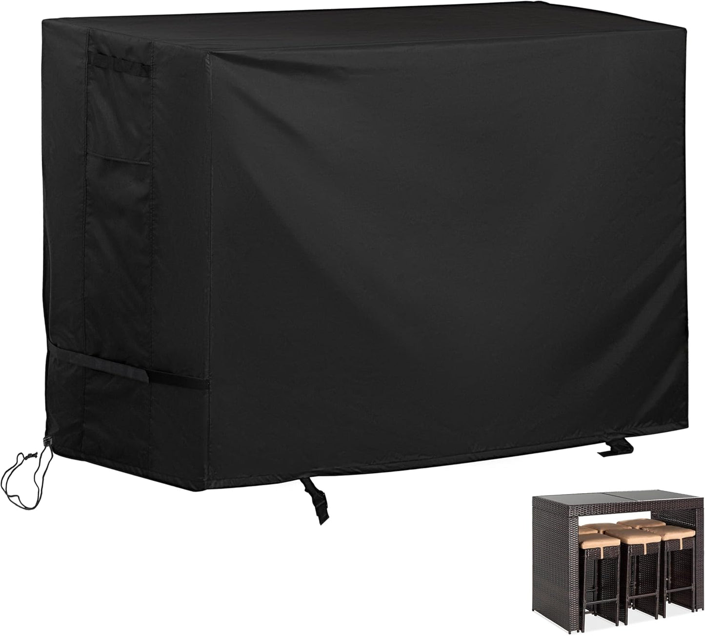 Bar Height Patio Set Cover for 7 Pieces Patio Bar Dining Table and Chairs Set, Patio Bar Set Cover for 6 Person-Outdoor Bar Height Table and Chairs