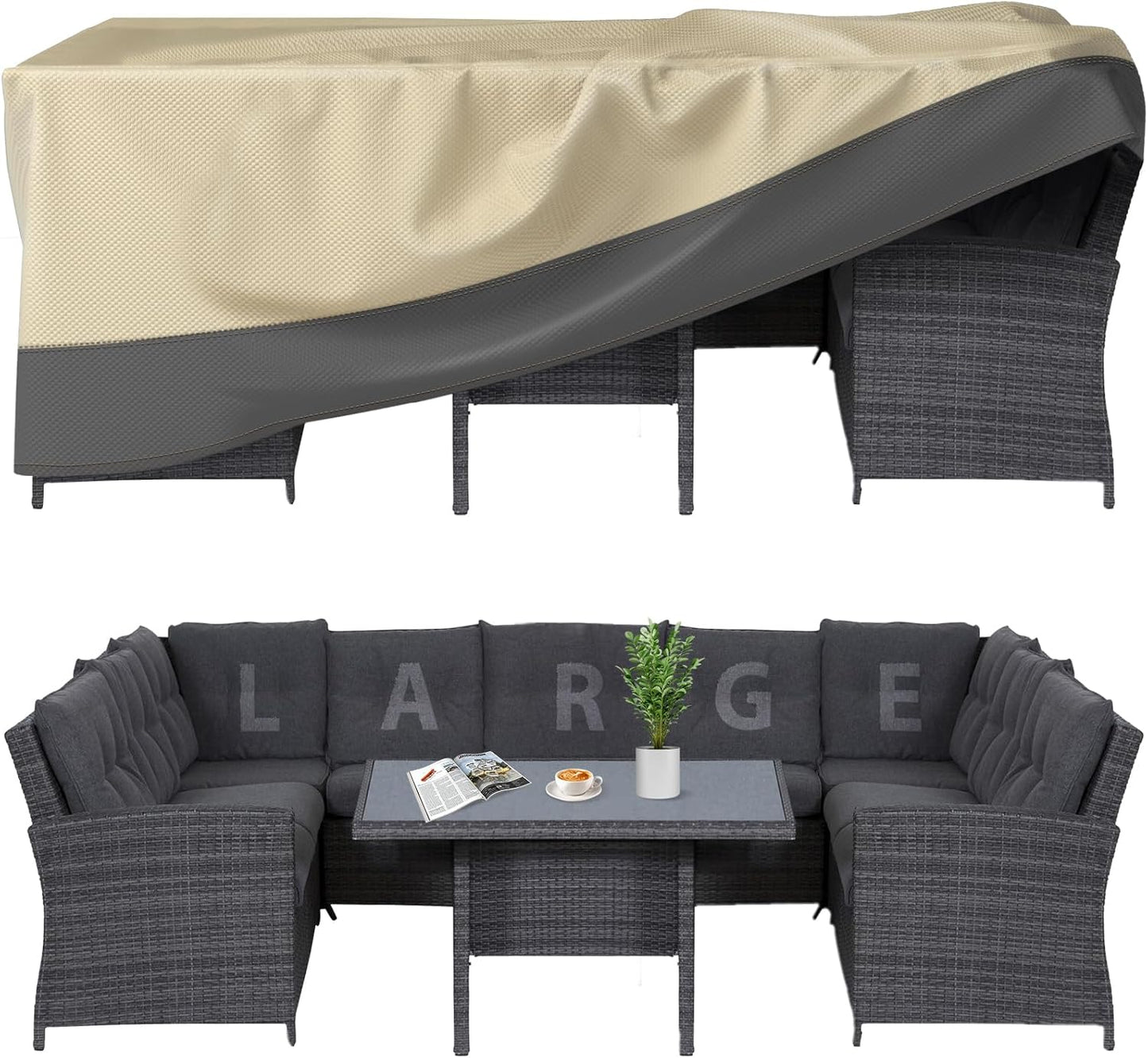 Patio Furniture Covers Waterproof Heavy Duty, 110"x84"x28" Large Outdoor Dining Table and Chair Covers, Anti-UV, General Purpose Outside Sectional Sofa Set Covers