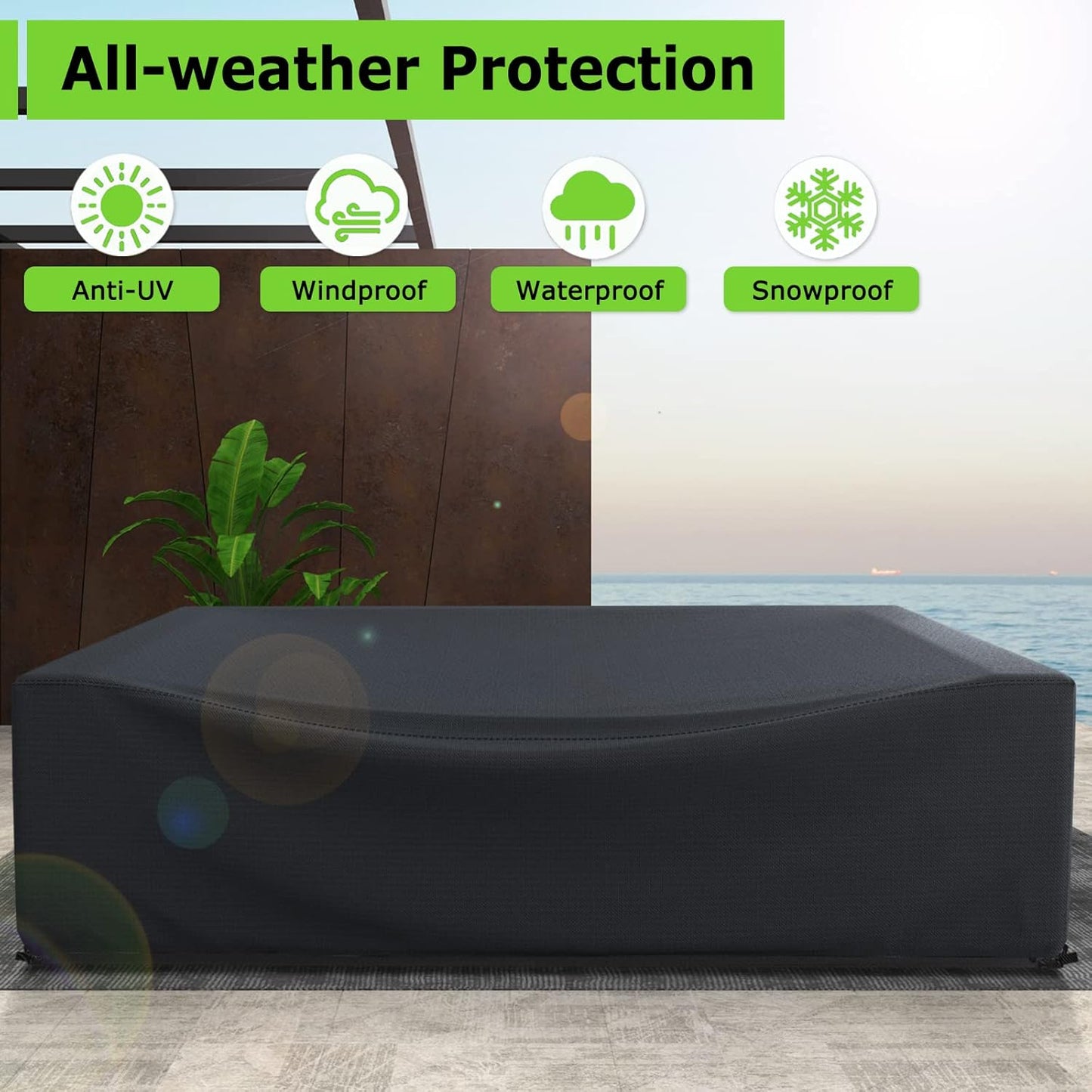 Patio Furniture Covers Waterproof, Heavy Duty 600D Outdoor Furniture Covers for Outside Sectional Sofa Set,Tear Resistance and Anti-UV, Black,126"L x 126"W x 28"H